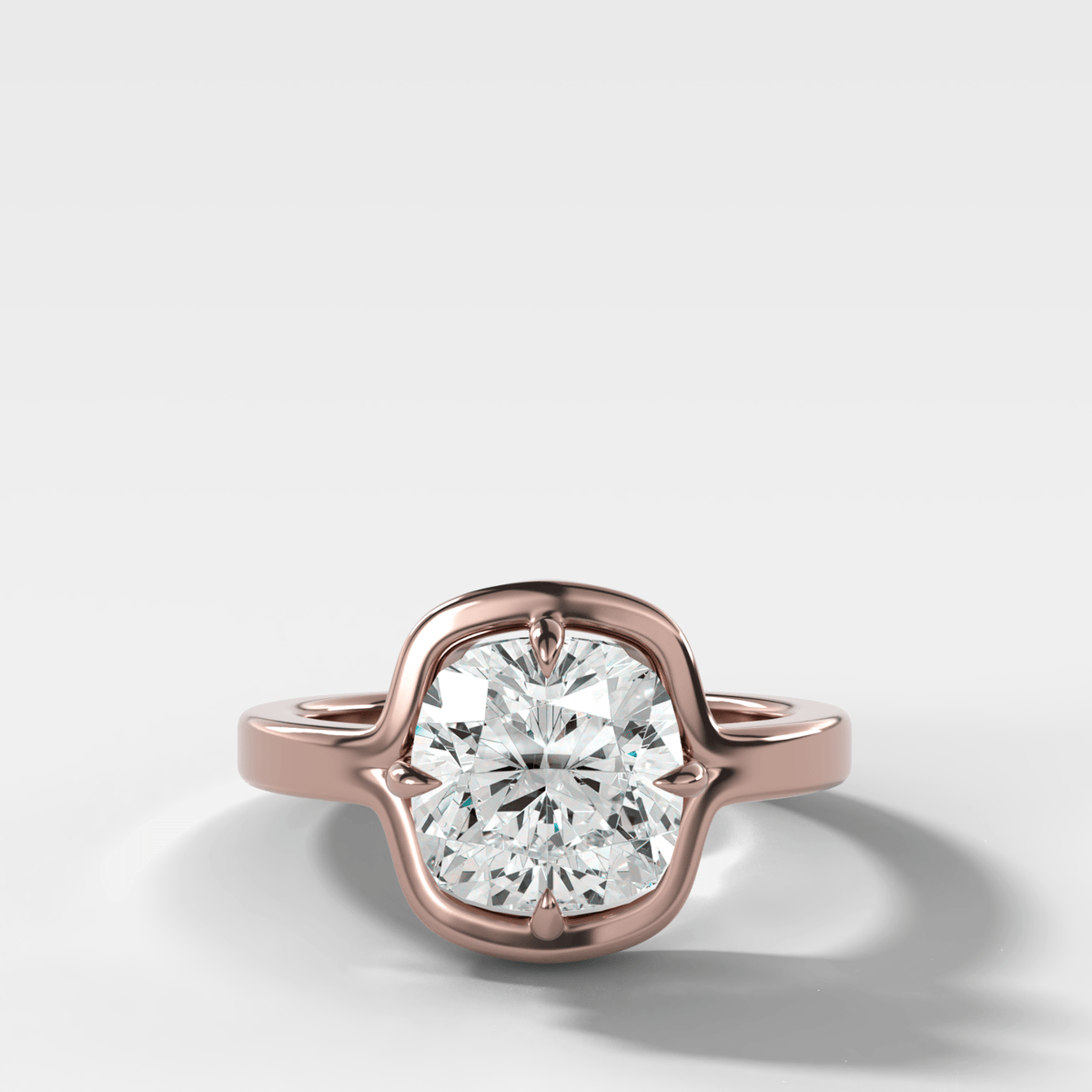 Sculptural Compass-Prong Engagement Ring with Square Cushion Cut Diamond - GOODSTONE