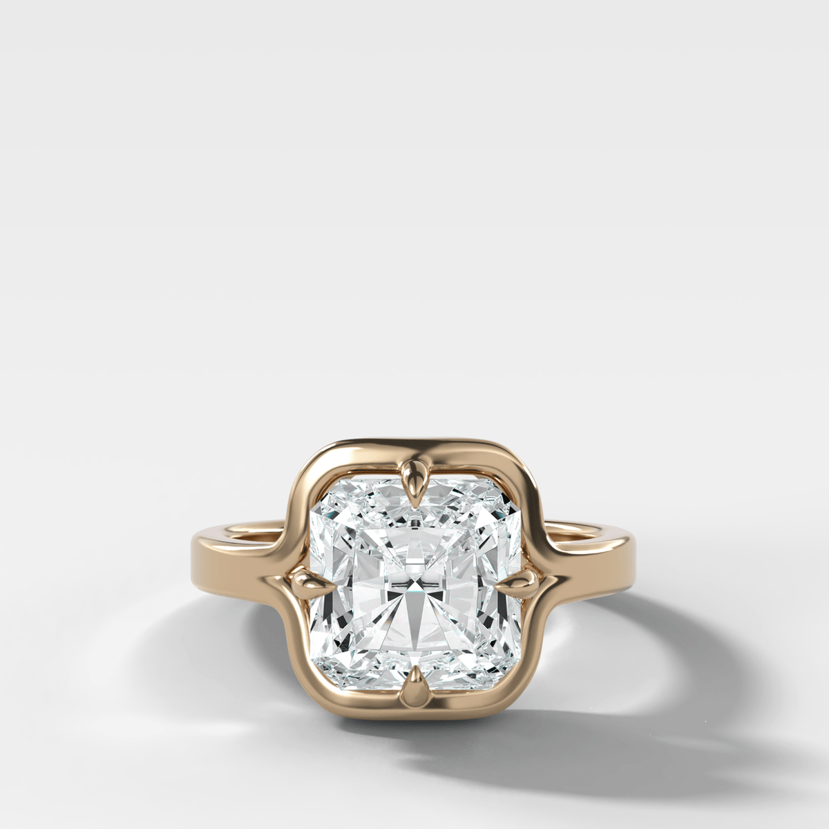 Sculptural Compass-Prong Engagement Ring with Square Radiant Cut Diamond - GOODSTONE
