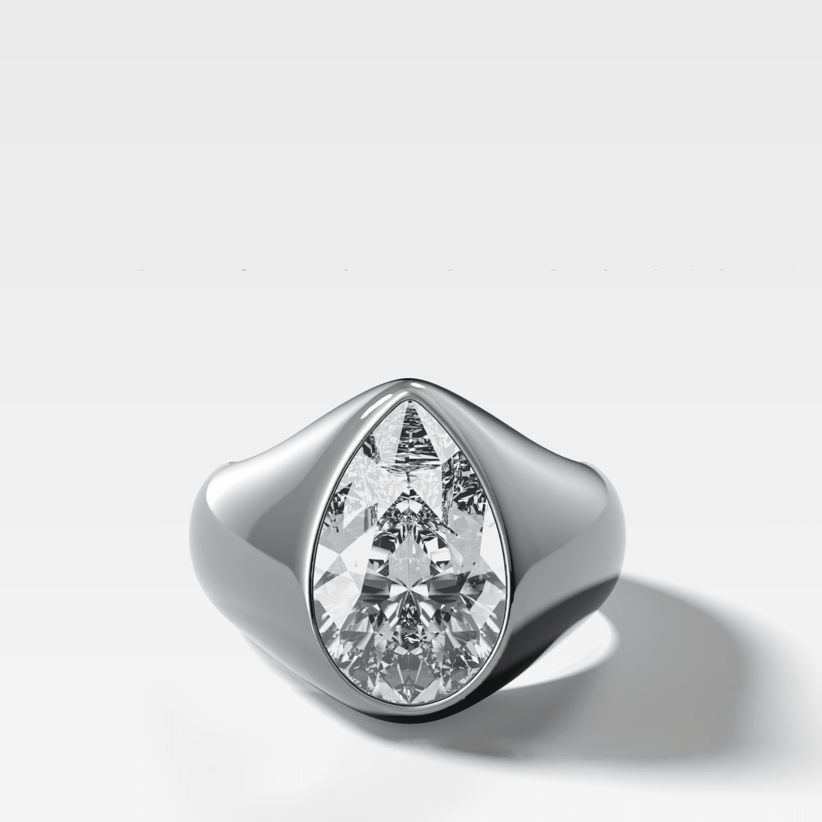 Sculptural Engagement Ring with a Pear Cut Diamond - GOODSTONE