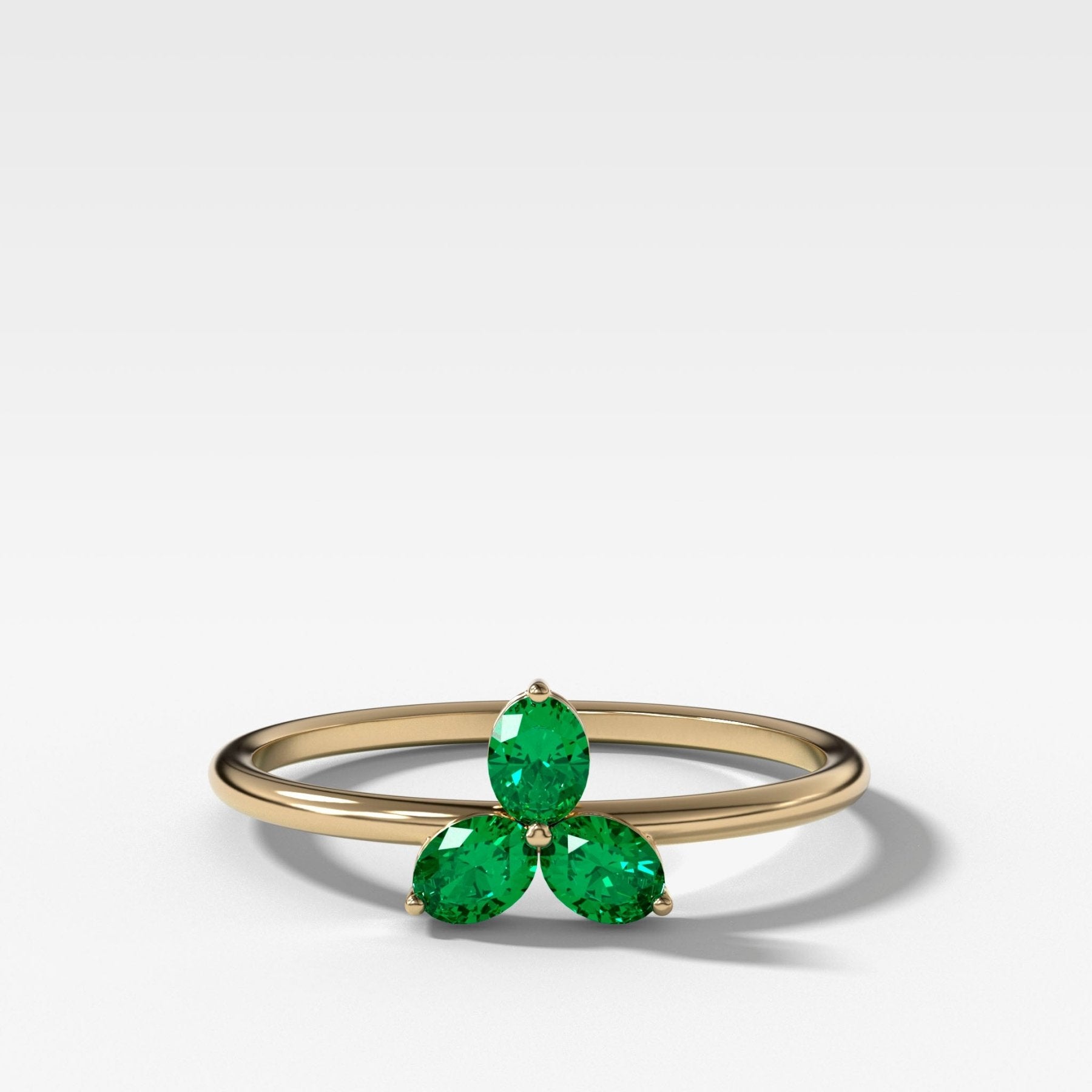 Shamrock Ring with Green Emerald Ovals - GOODSTONE