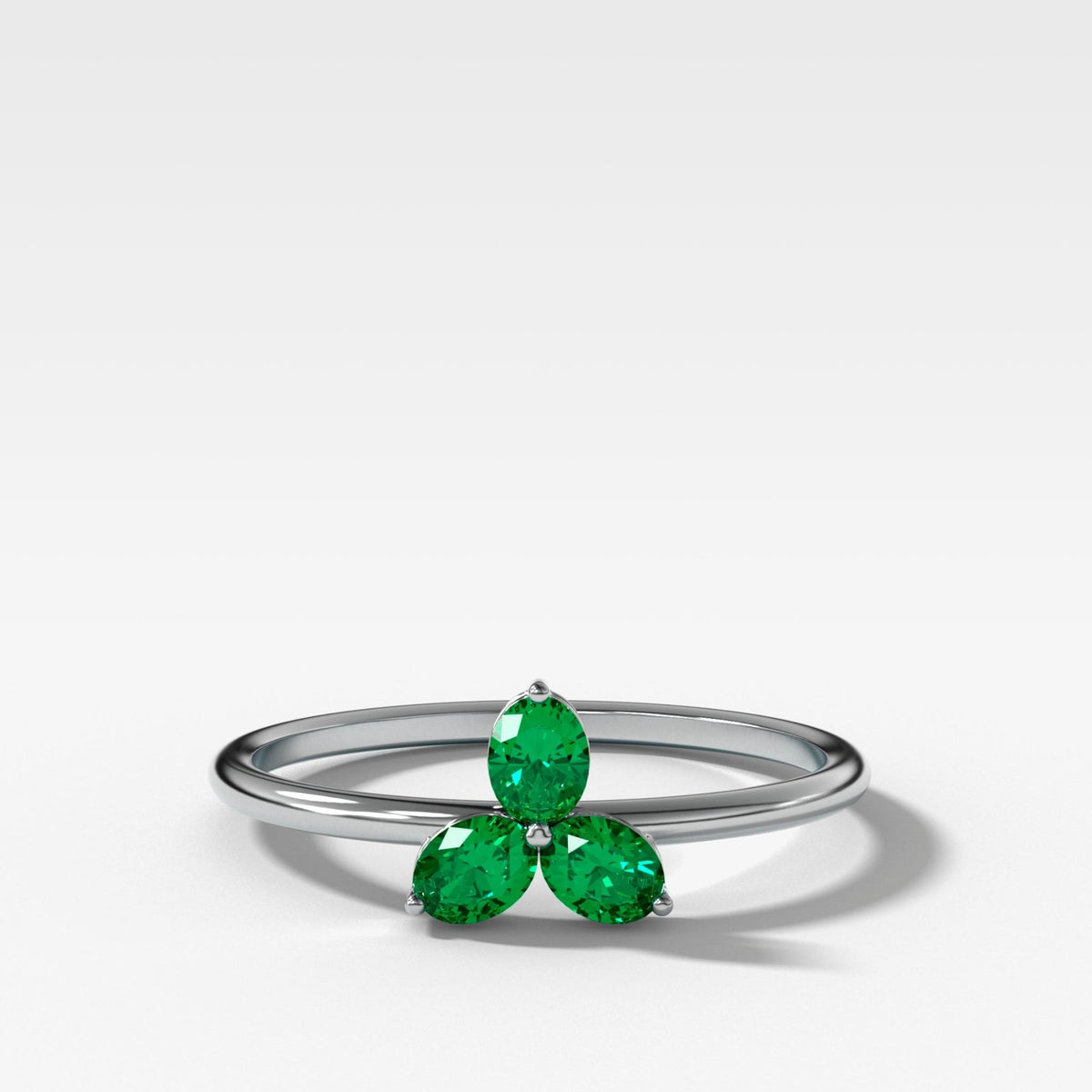 Shamrock Ring with Green Emerald Ovals - GOODSTONE
