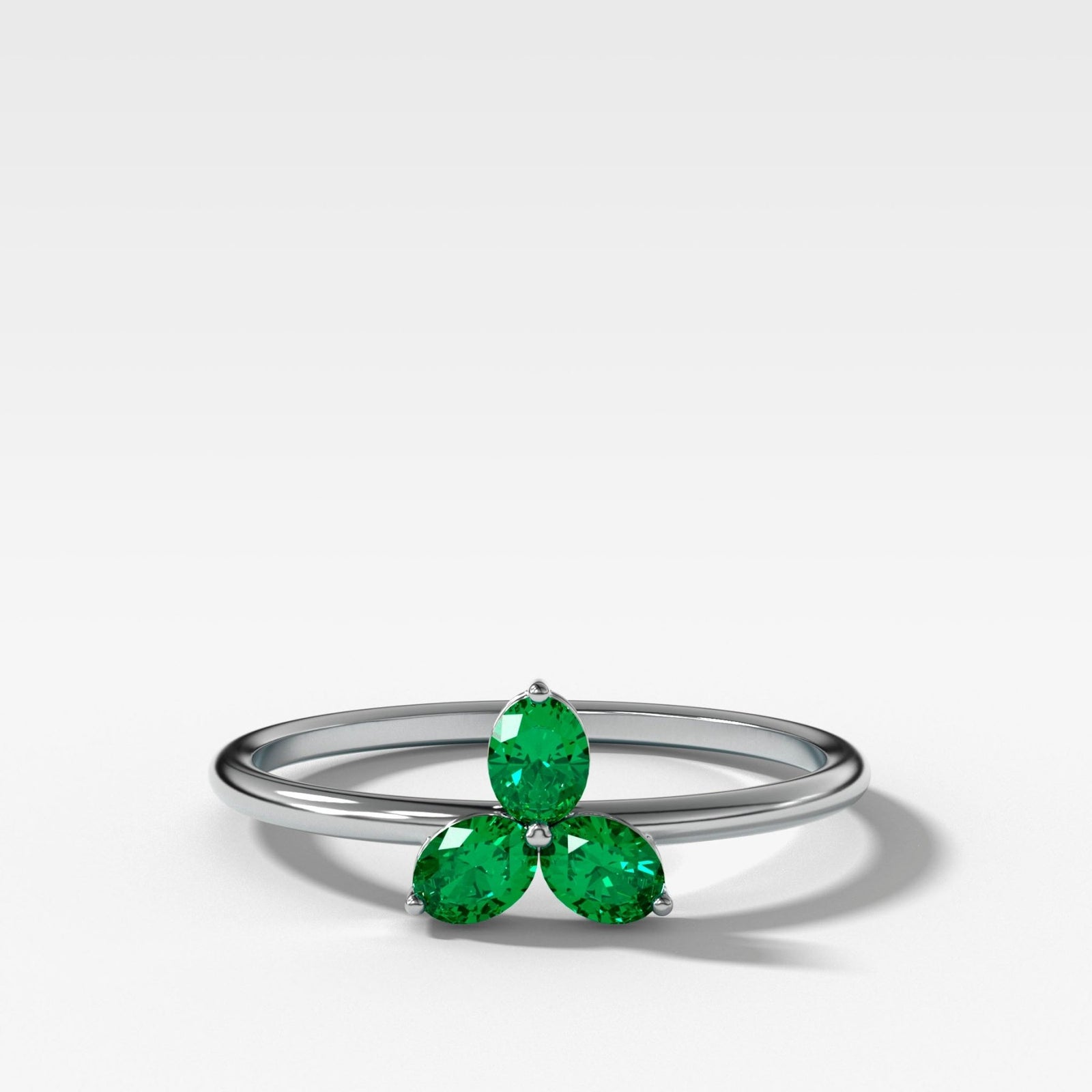 Shamrock Ring with Green Emerald Ovals - GOODSTONE