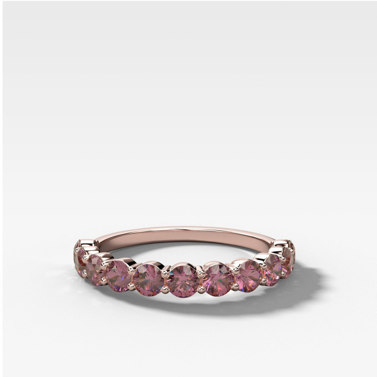 Shared Prong Wedding Band With Pink Diamonds - GOODSTONE
