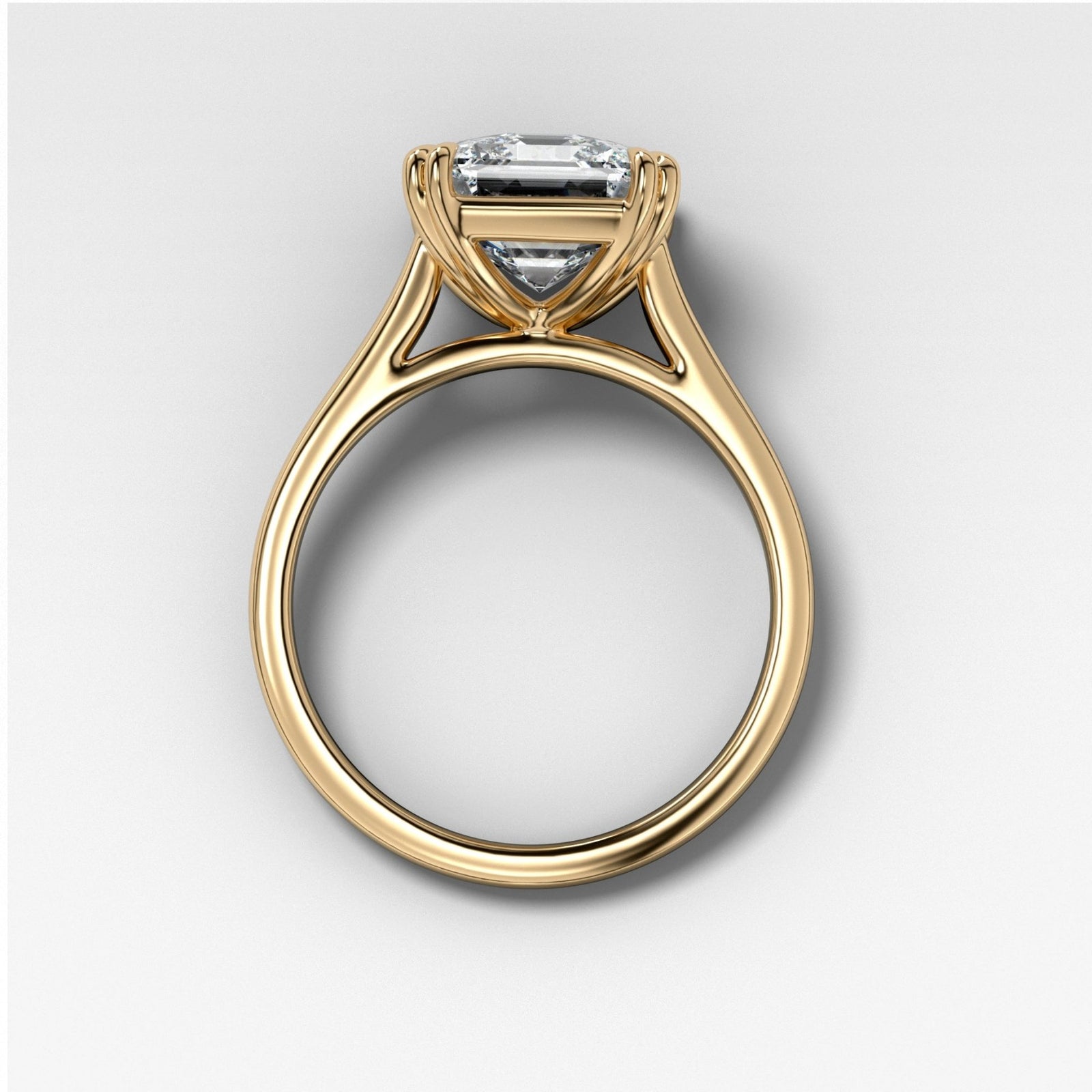 Signature Cathedral Solitaire Engagement Ring With Asscher Cut Diamond - GOODSTONE