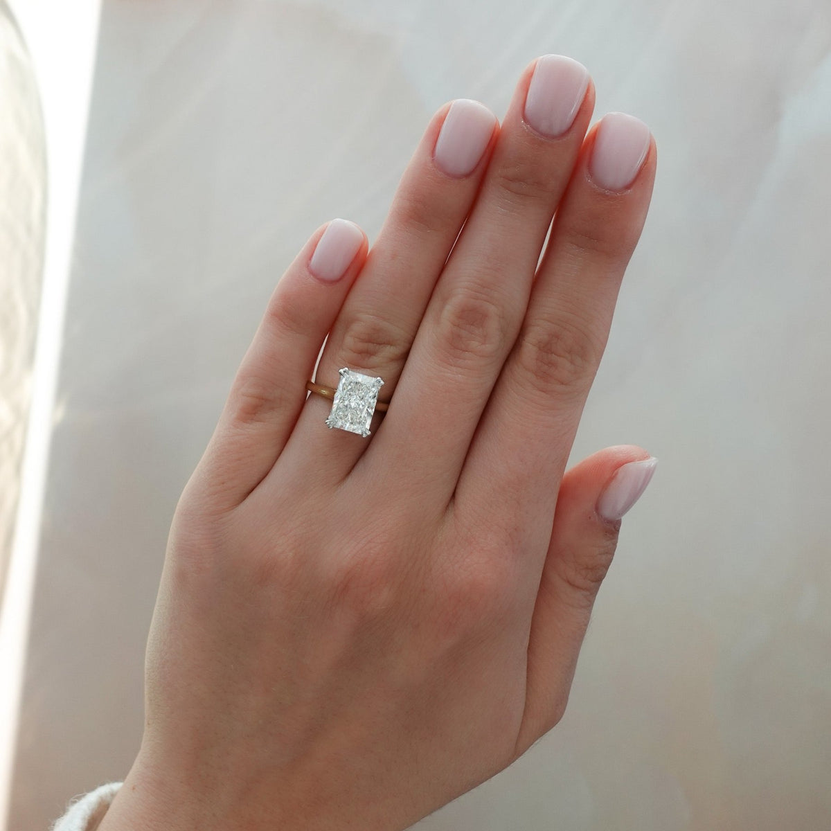 Signature Cathedral Solitaire Engagement Ring With Elongated Radiant Cut Diamond - GOODSTONE