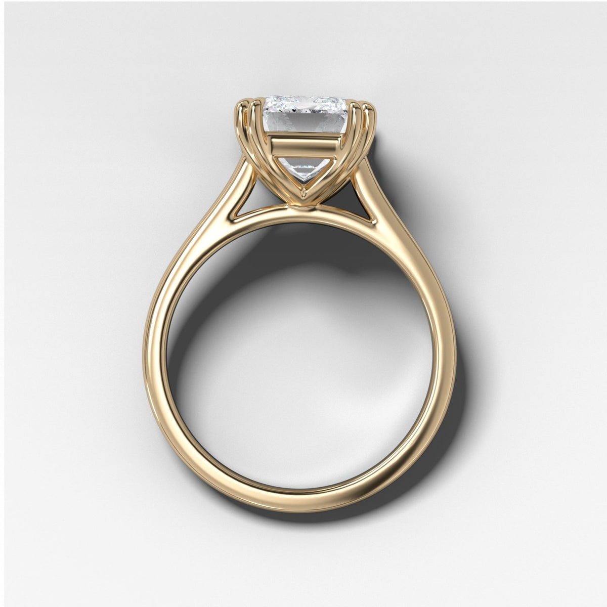 Signature Cathedral Solitaire Engagement Ring With Emerald Cut Diamond (North South) - GOODSTONE