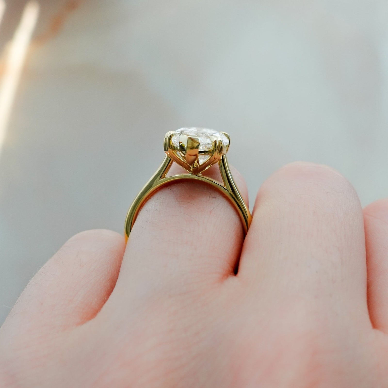 Signature Cathedral Solitaire Engagement Ring With Marquise Cut Diamond(North South) - GOODSTONE