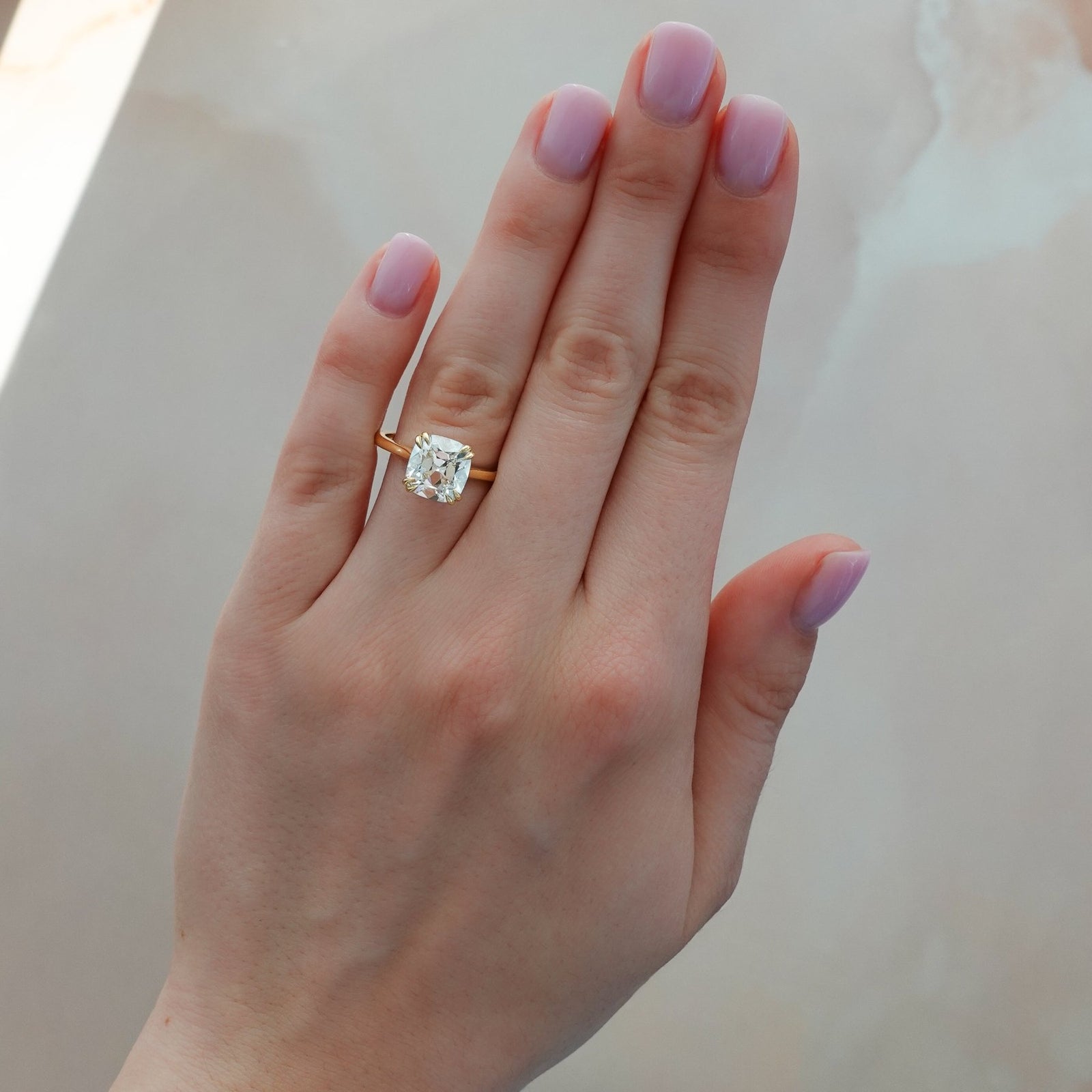 Signature Cathedral Solitaire Engagement Ring With Old Mine Cut Diamond - GOODSTONE