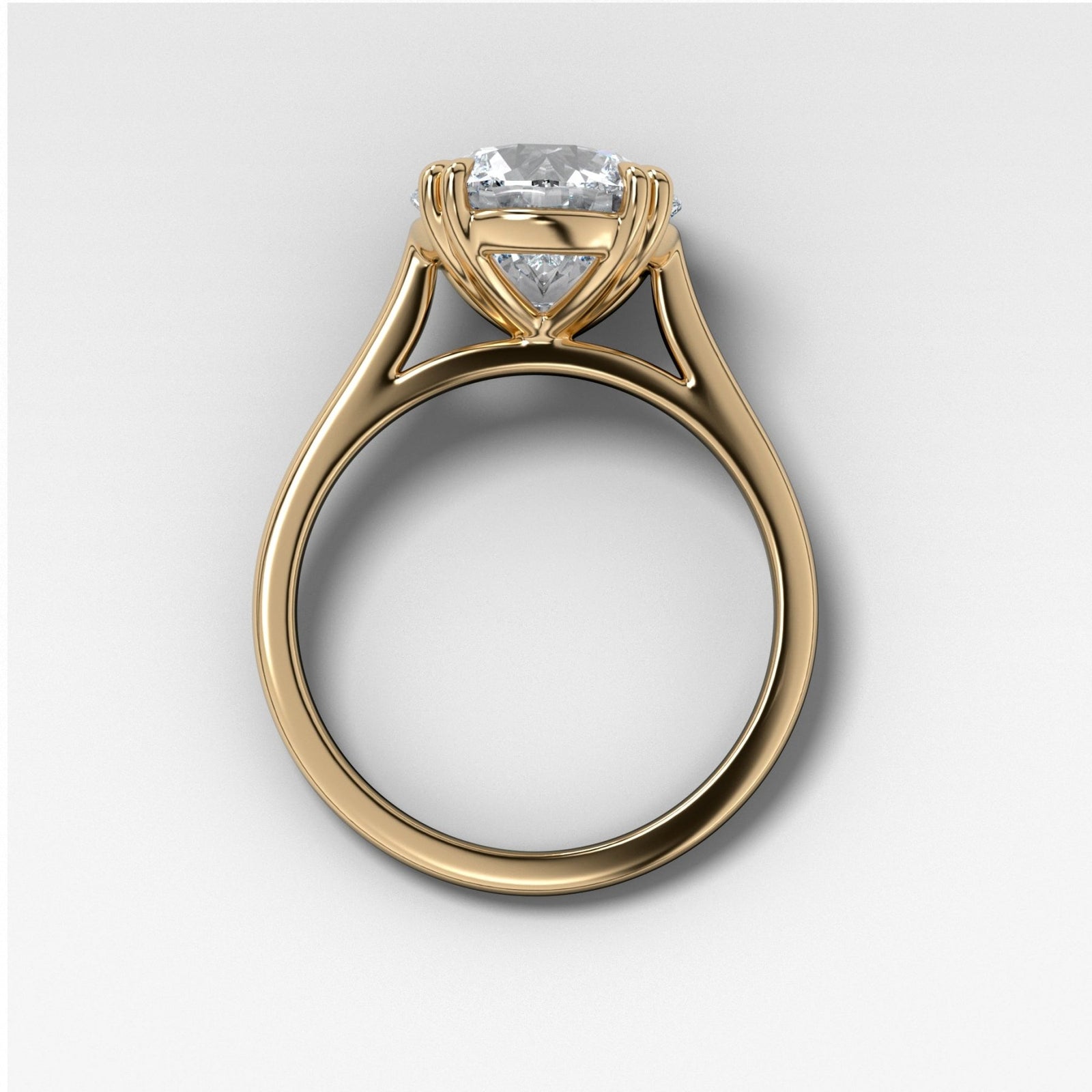 Signature Cathedral Solitaire Engagement Ring With Round Cut Diamond - GOODSTONE