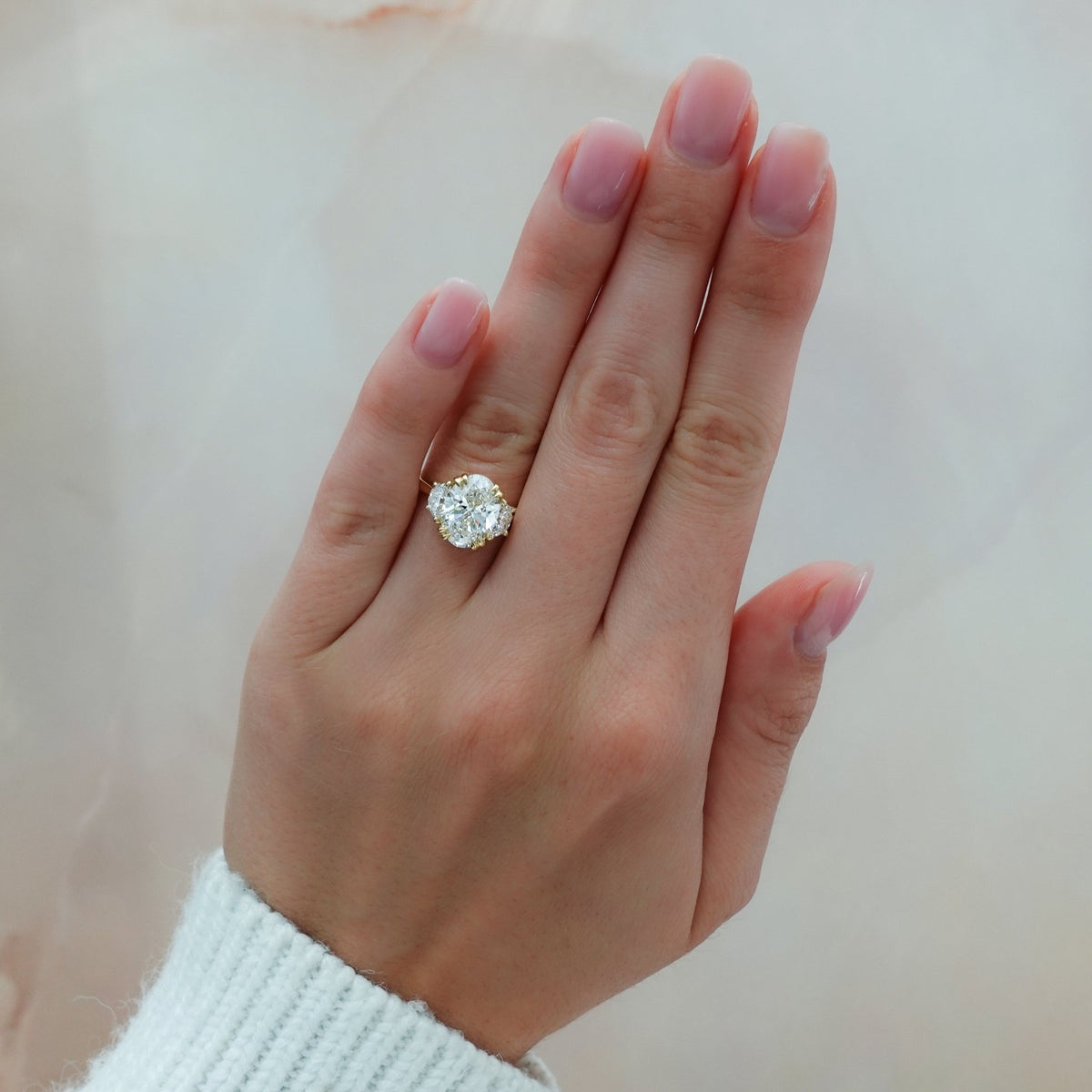 Signature Cluster Engagement Ring With Oval Cut Diamond - GOODSTONE