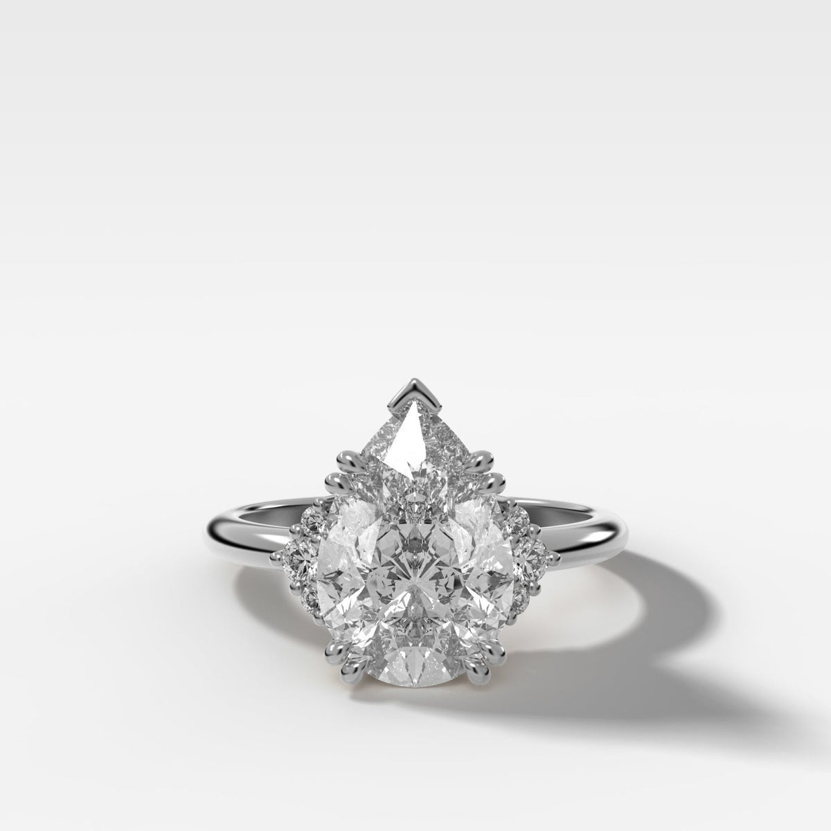 Signature Cluster Engagement Ring With Pear Cut Diamond - GOODSTONE