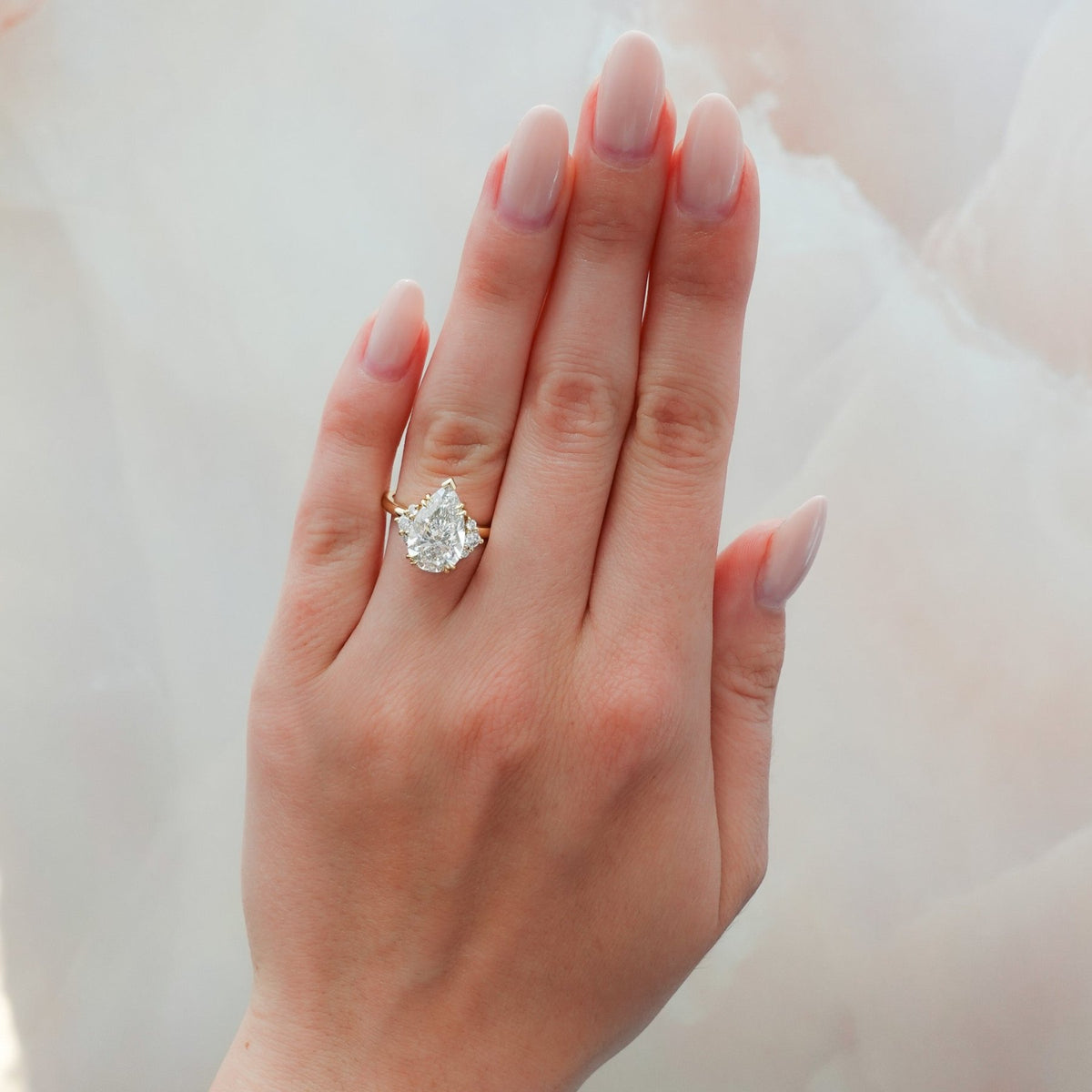 Signature Cluster Engagement Ring With Pear Cut Diamond - GOODSTONE