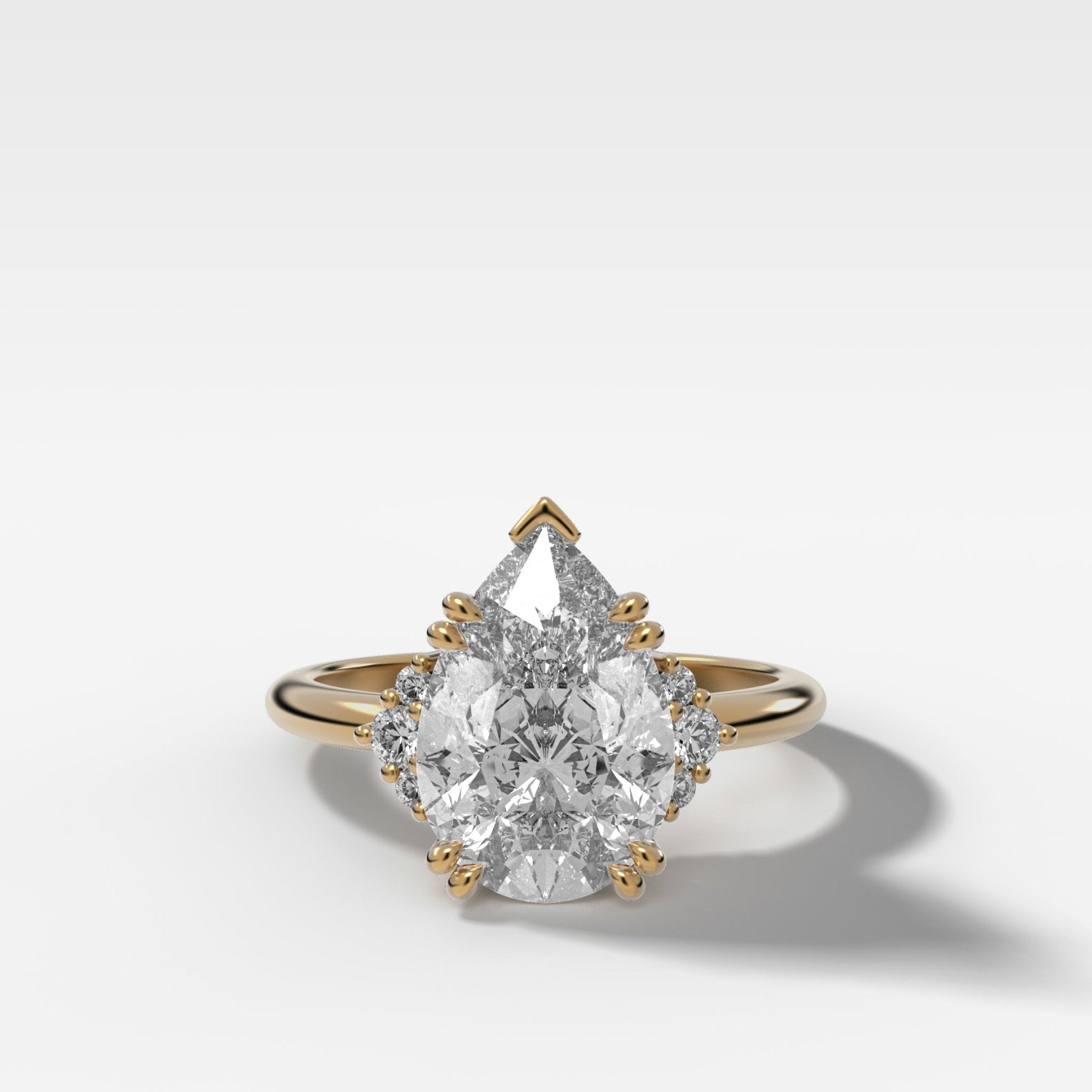 Signature Cluster Engagement Ring With Pear Cut Diamond - GOODSTONE