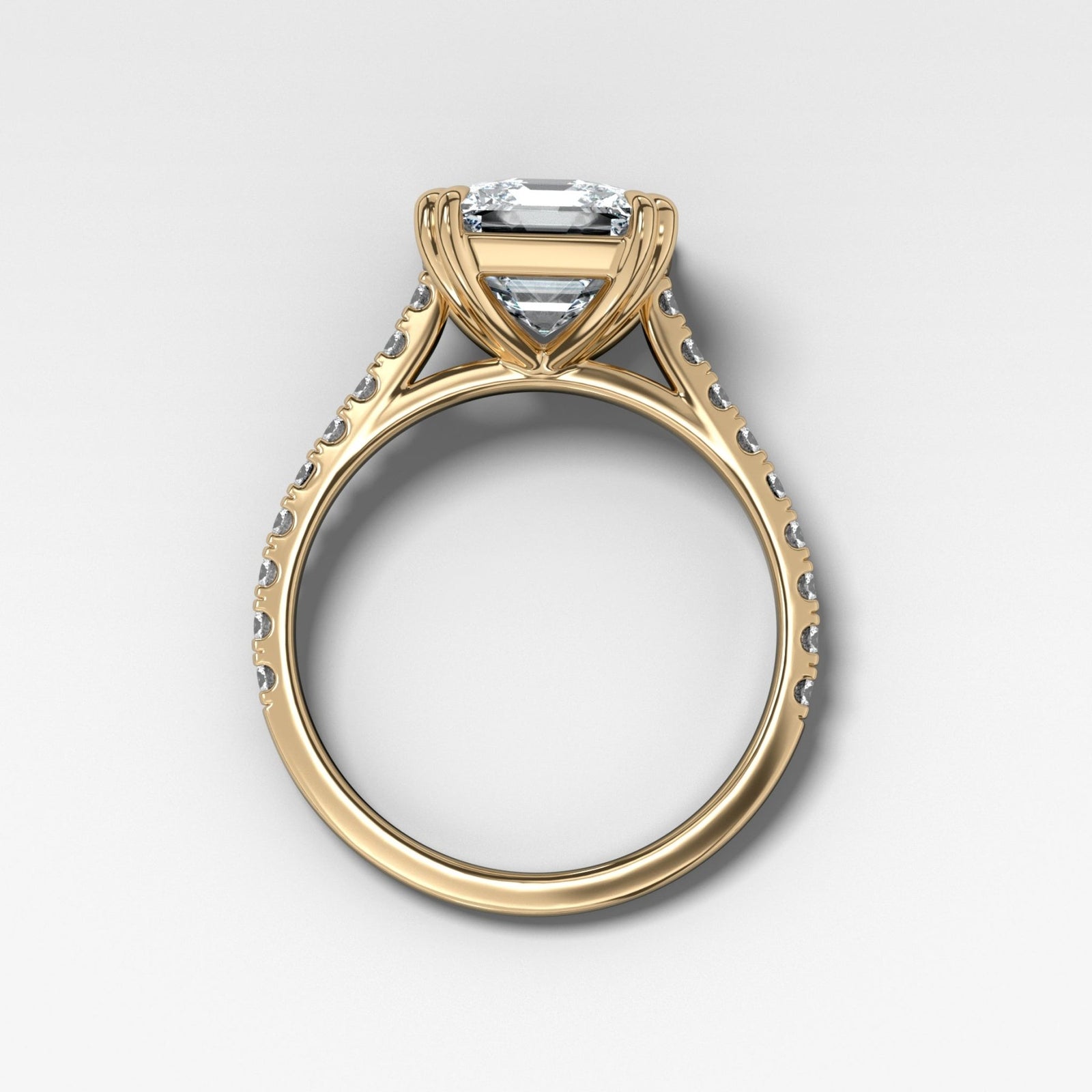 Signature Pavé Engagement Ring With Asscher Cut Diamond - GOODSTONE