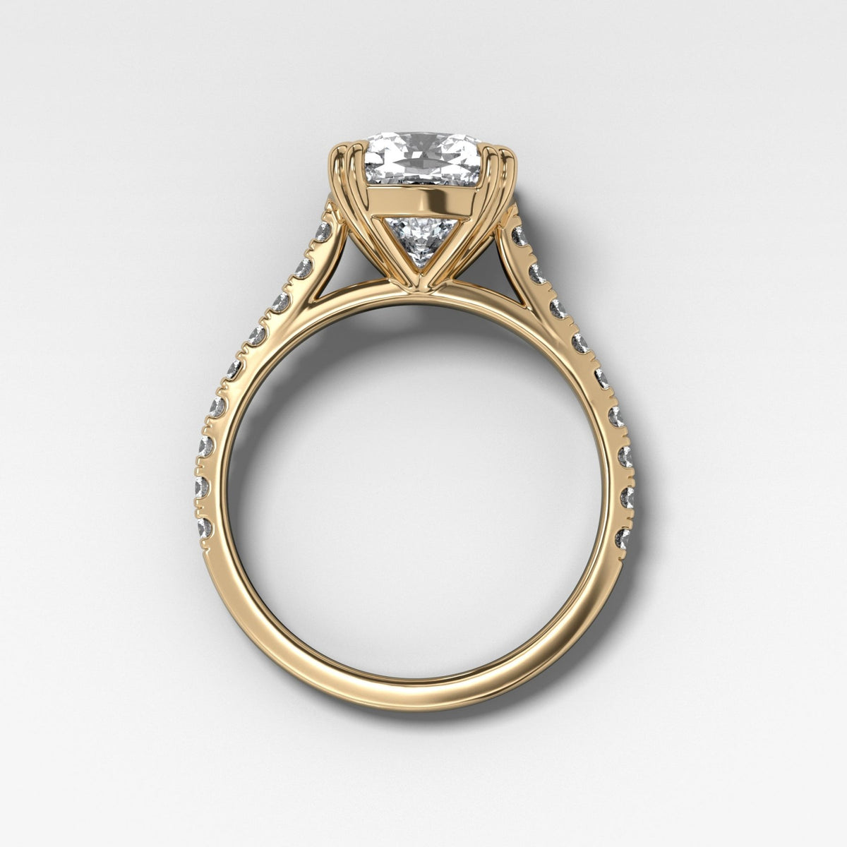 Signature Pavé Engagement Ring With Cushion Cut Diamond - GOODSTONE
