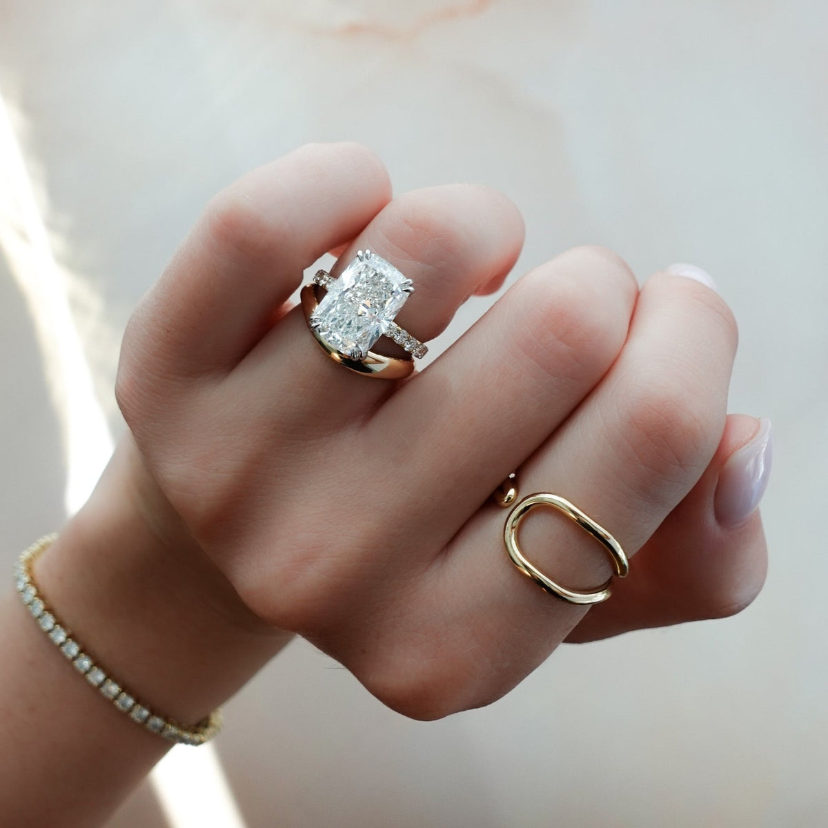 Signature Pavé Engagement Ring With Elongated Cushion Cut Diamond - GOODSTONE