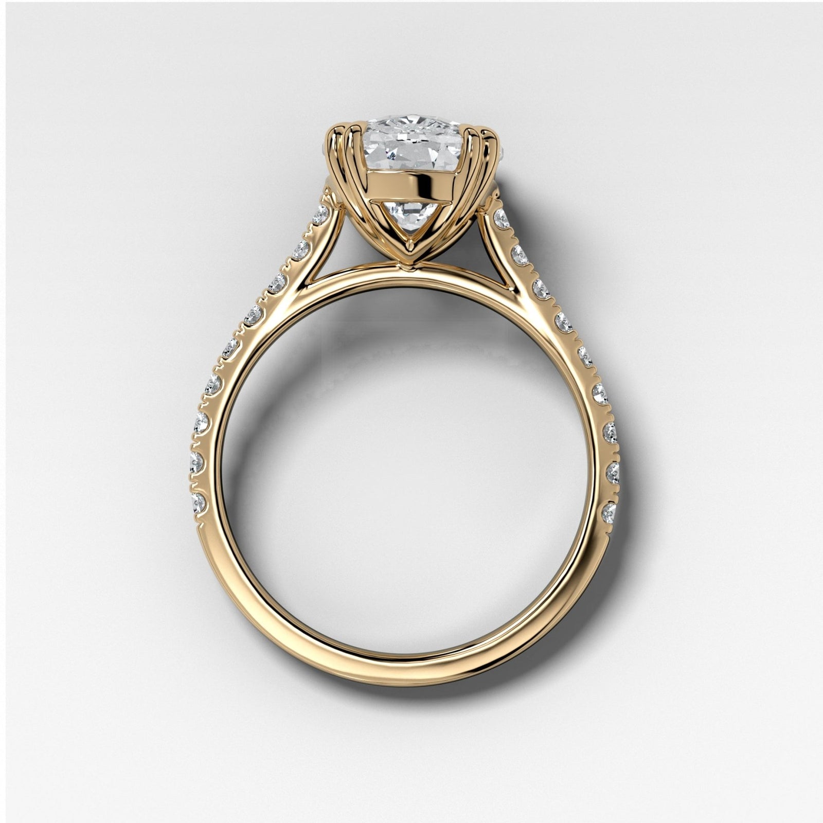 Signature Pavé Engagement Ring With Elongated Cushion Cut Diamond - GOODSTONE