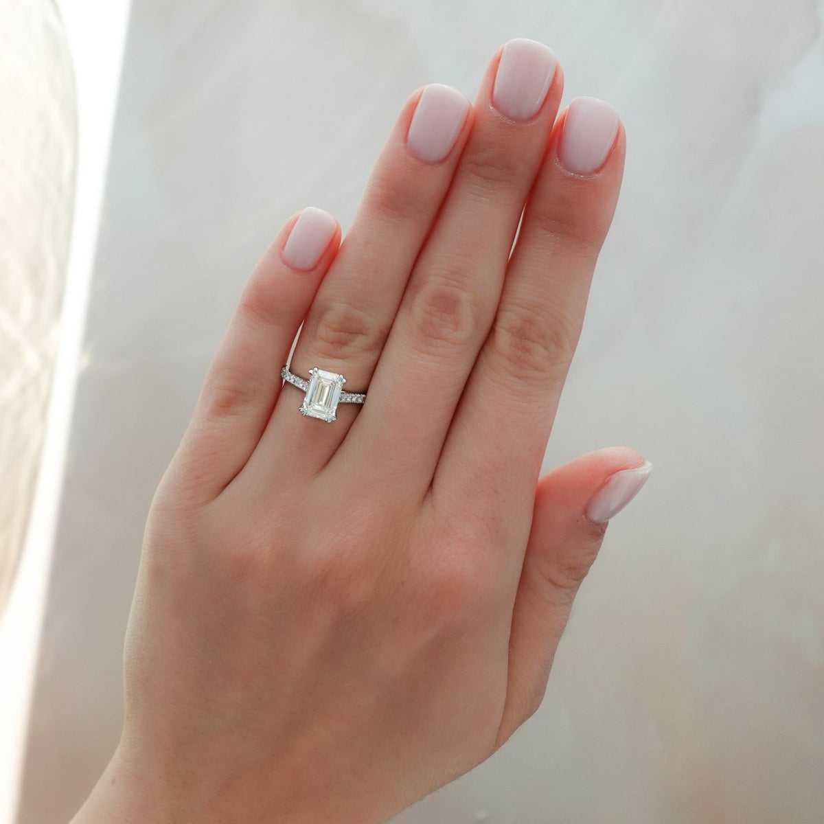 Signature Pavé Engagement Ring With Emerald Cut Diamond - GOODSTONE