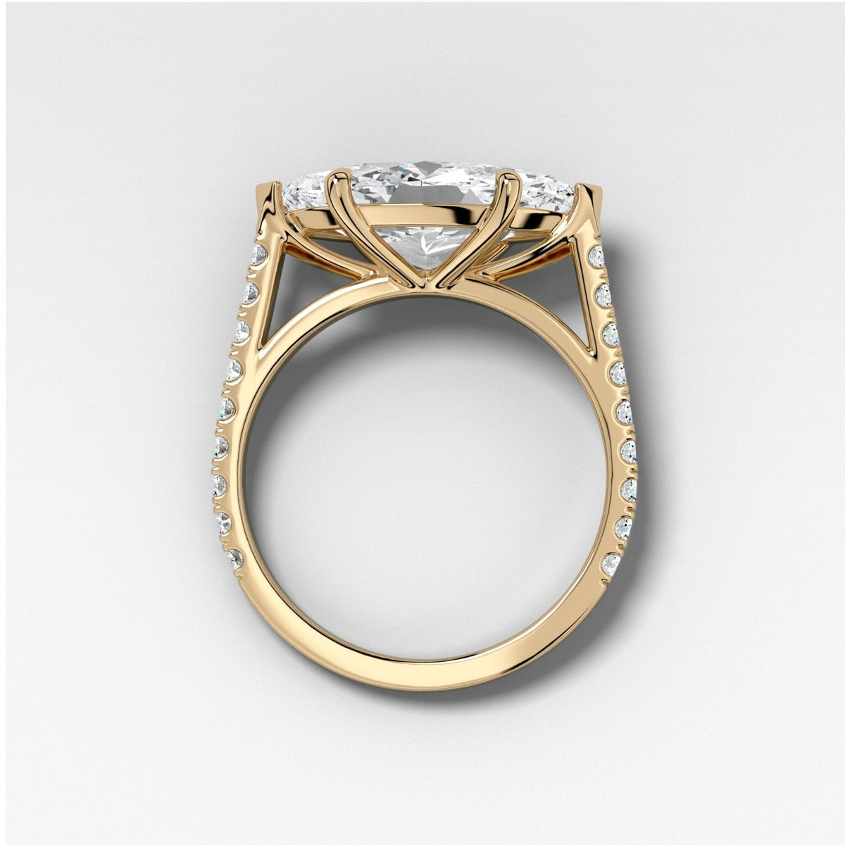 Signature Pave Engagement Ring With Lab Grown 3.05ct East West Marquise Cut Diamond - GOODSTONE