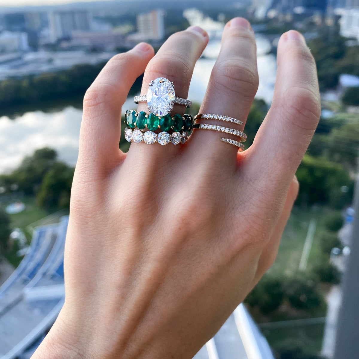 Signature Pavé Engagement Ring With Oval Cut Diamond - GOODSTONE