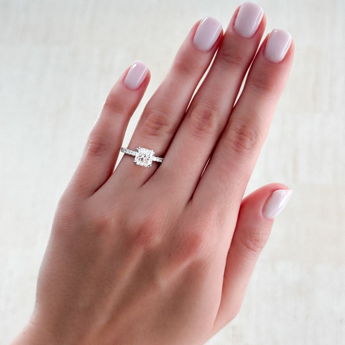 Signature Pavé Engagement Ring With Princess Cut Diamond - GOODSTONE