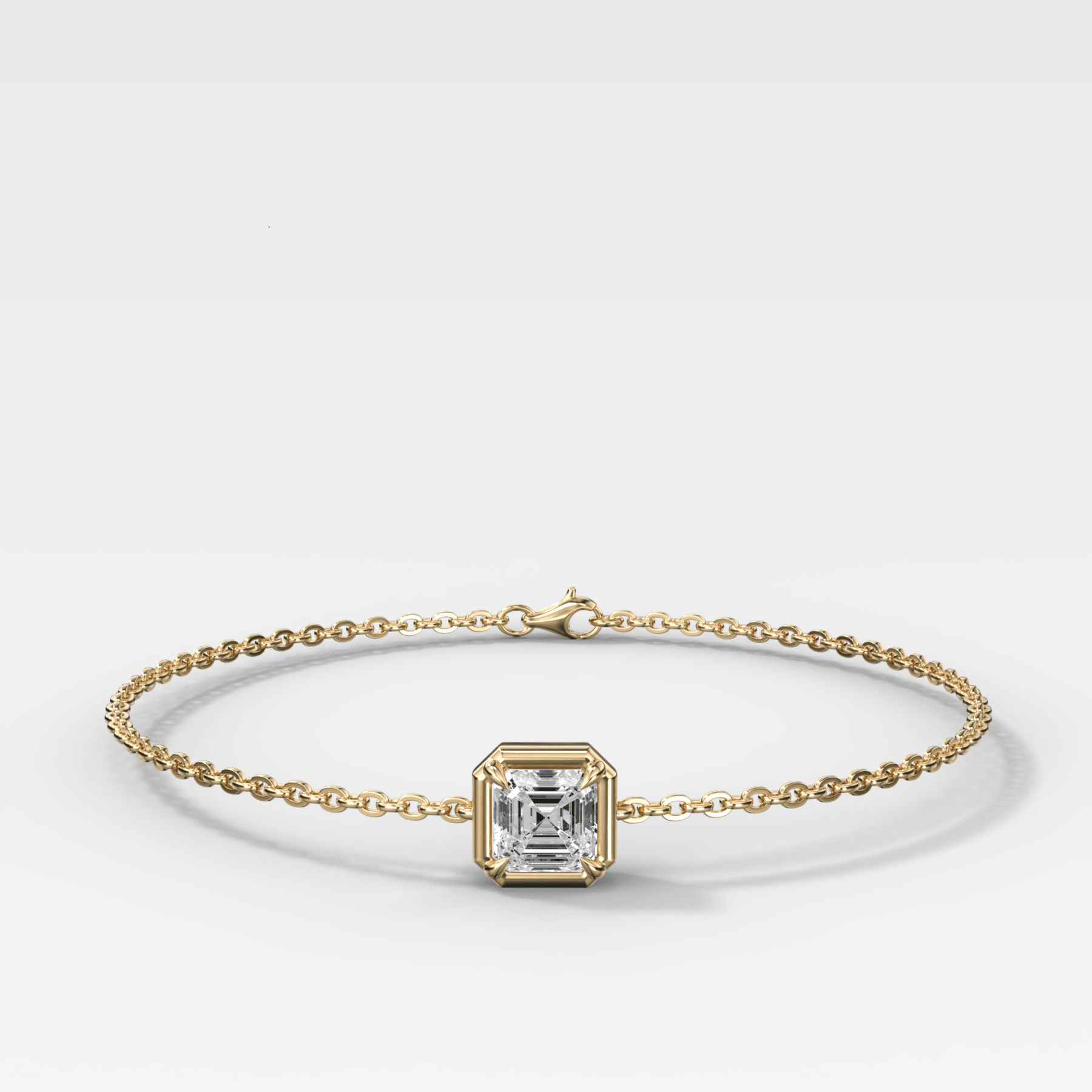 Single Stone Bezel Bracelet with Asscher Cut Diamond - GOODSTONE