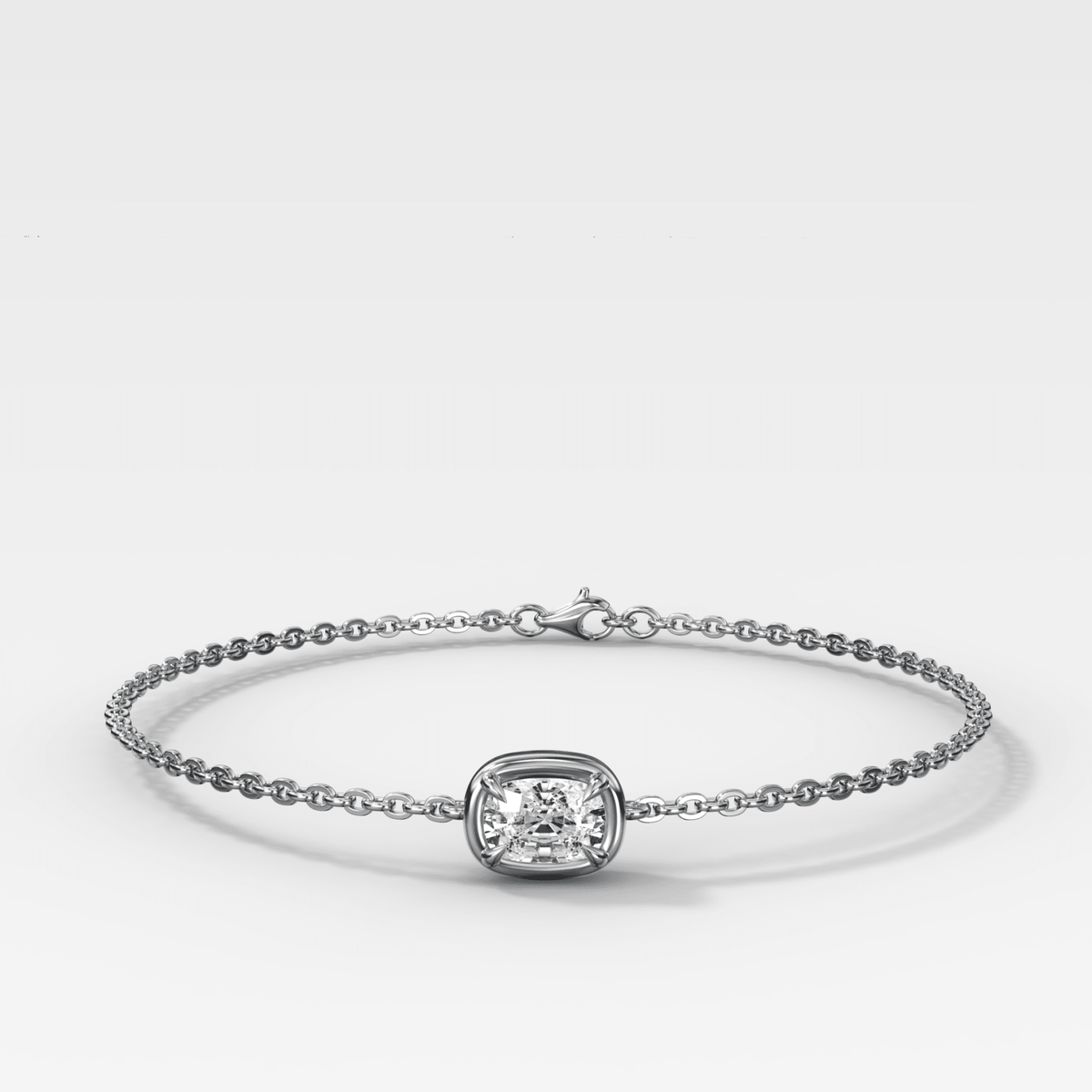 Single Stone Bezel Bracelet with East West Elongated Cushion Cut Diamond - GOODSTONE