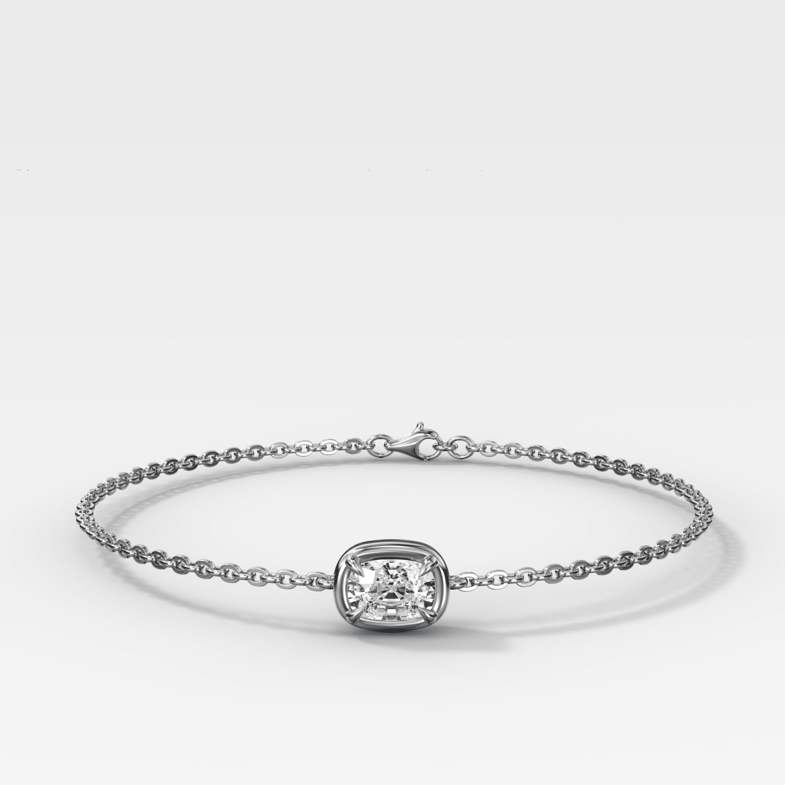 Single Stone Bezel Bracelet with East West Elongated Cushion Cut Diamond - GOODSTONE