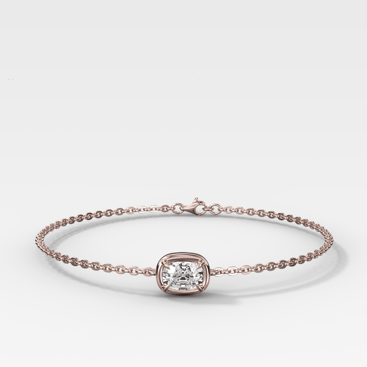 Single Stone Bezel Bracelet with East West Elongated Cushion Cut Diamond - GOODSTONE