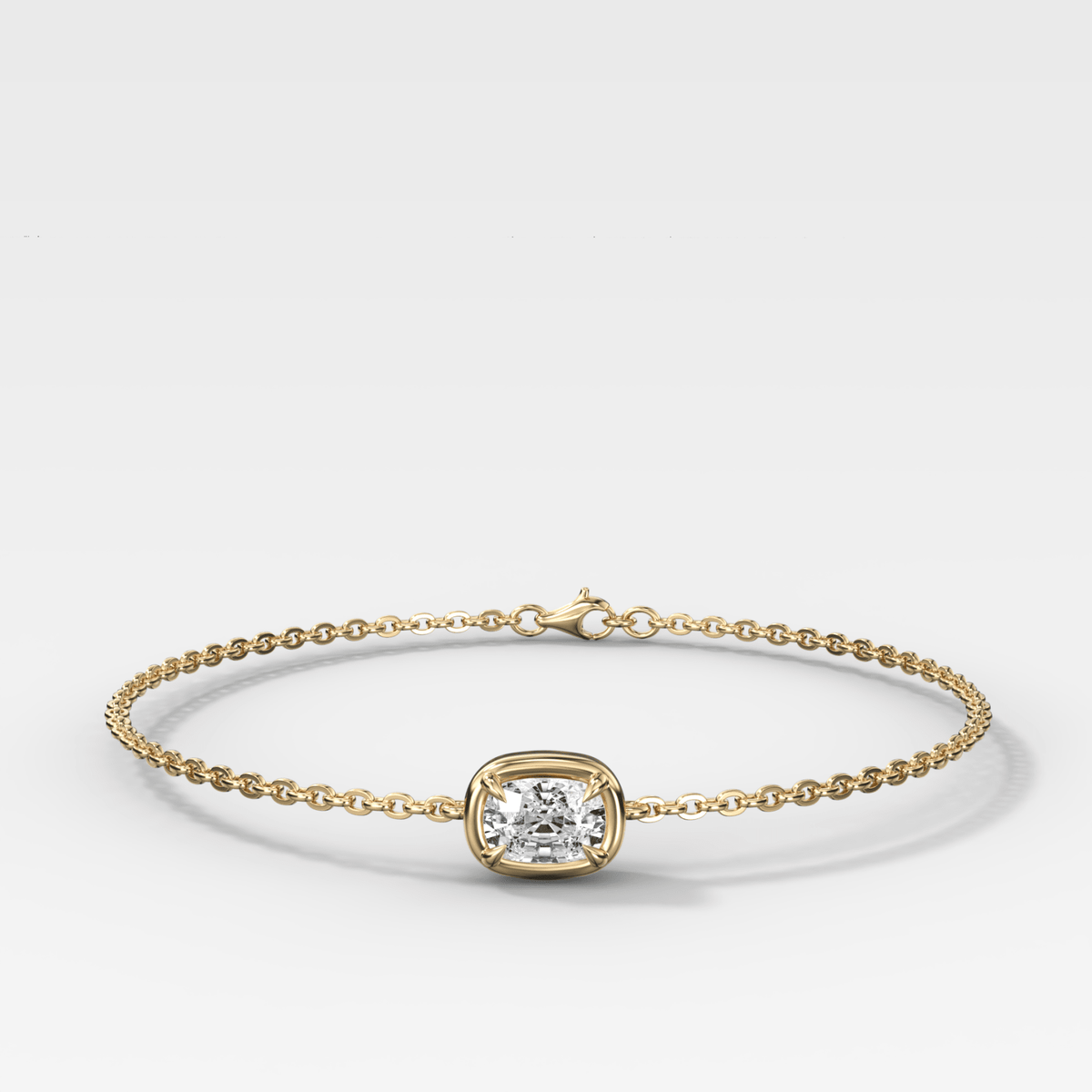 Single Stone Bezel Bracelet with East West Elongated Cushion Cut Diamond - GOODSTONE