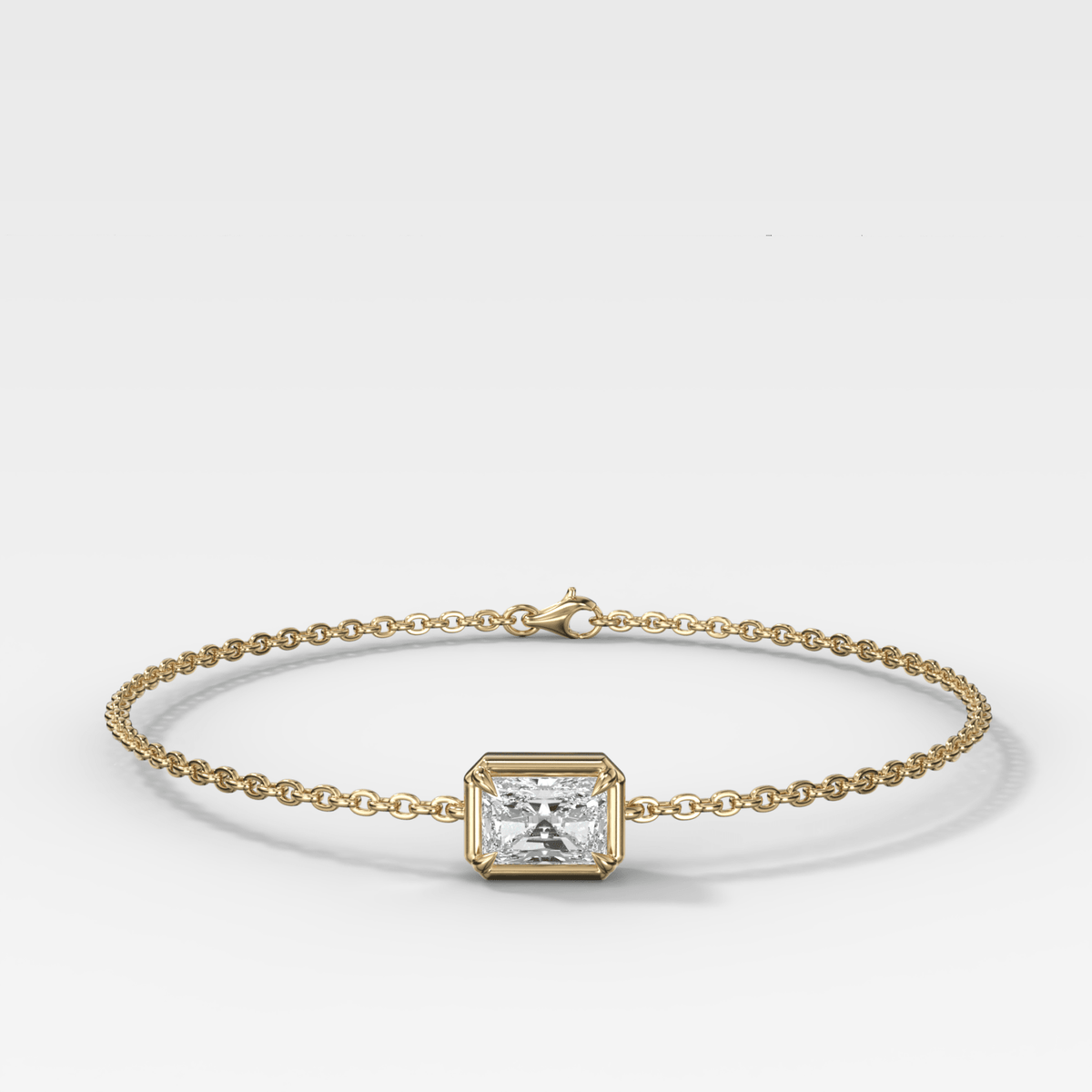 Single Stone Bezel Bracelet with East West Elongated Radiant Cut Diamond - GOODSTONE