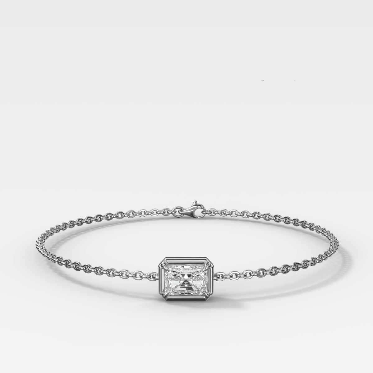 Single Stone Bezel Bracelet with East West Elongated Radiant Cut Diamond - GOODSTONE