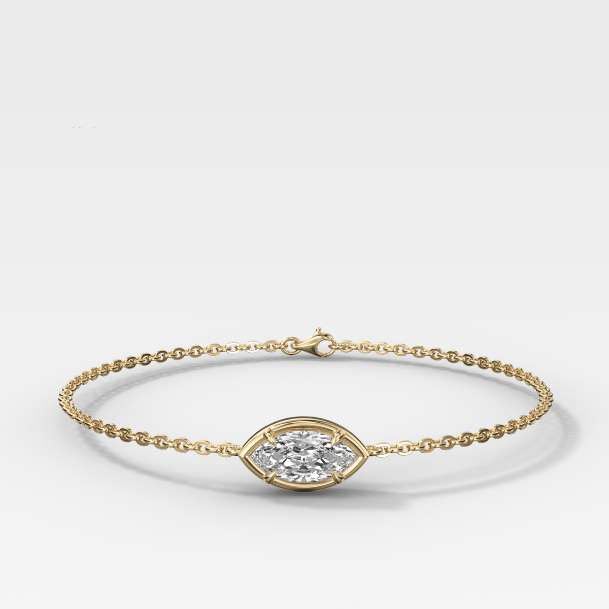 Single Stone Bezel Bracelet with East West Marquise Cut Diamond - GOODSTONE