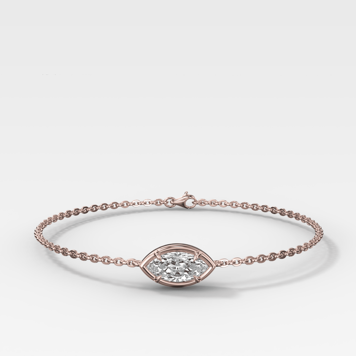 Single Stone Bezel Bracelet with East West Marquise Cut Diamond - GOODSTONE
