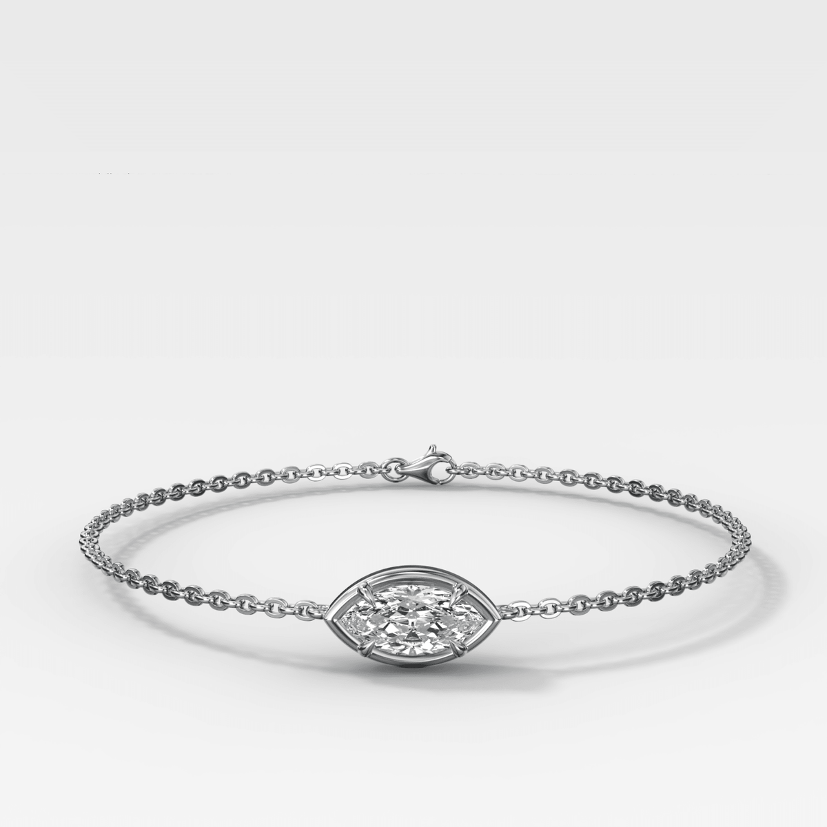 Single Stone Bezel Bracelet with East West Marquise Cut Diamond - GOODSTONE