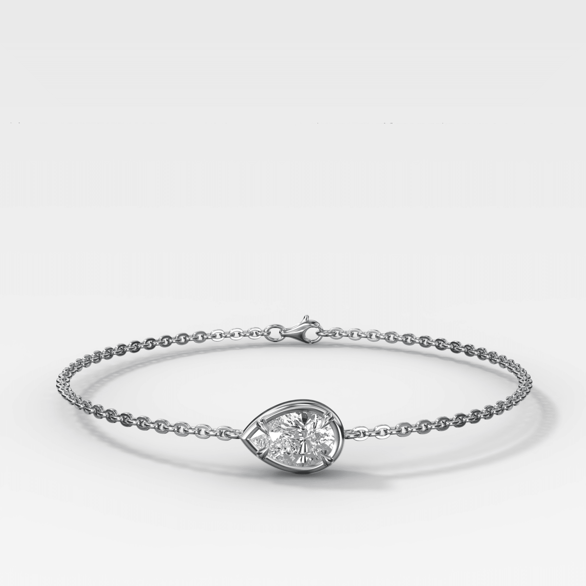 Single Stone Bezel Bracelet with East West Pear Cut Diamond - GOODSTONE