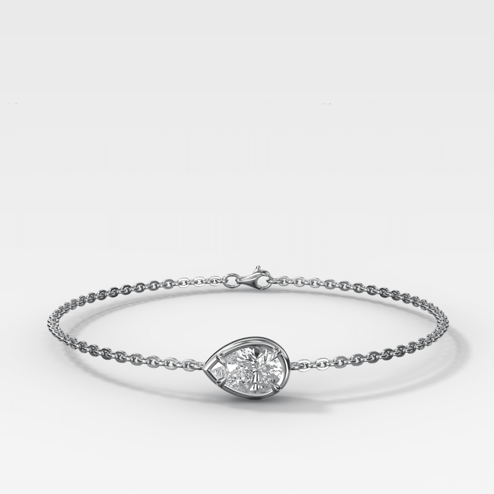 Single Stone Bezel Bracelet with East West Pear Cut Diamond - GOODSTONE