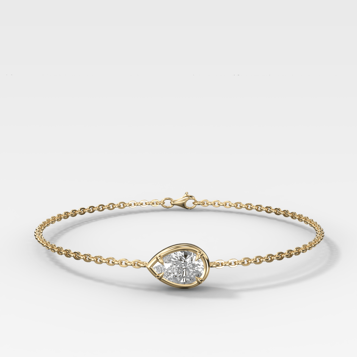 Single Stone Bezel Bracelet with East West Pear Cut Diamond - GOODSTONE