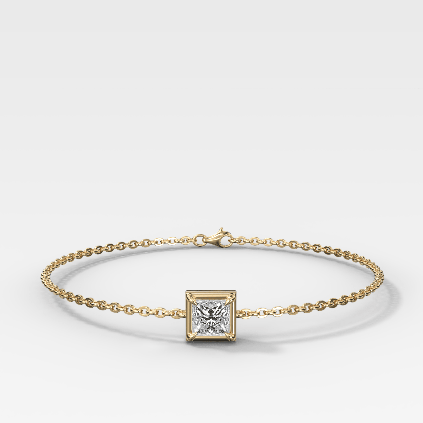 Single Stone Bezel Bracelet with Princess Cut Diamond - GOODSTONE