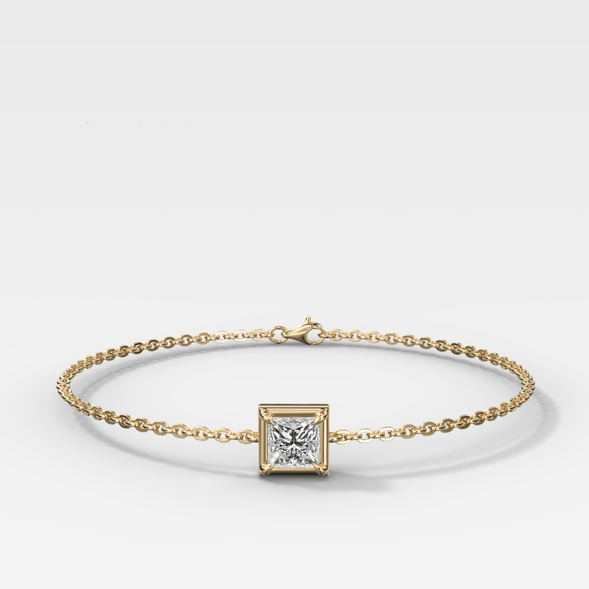 Single Stone Bezel Bracelet with Princess Cut Diamond - GOODSTONE