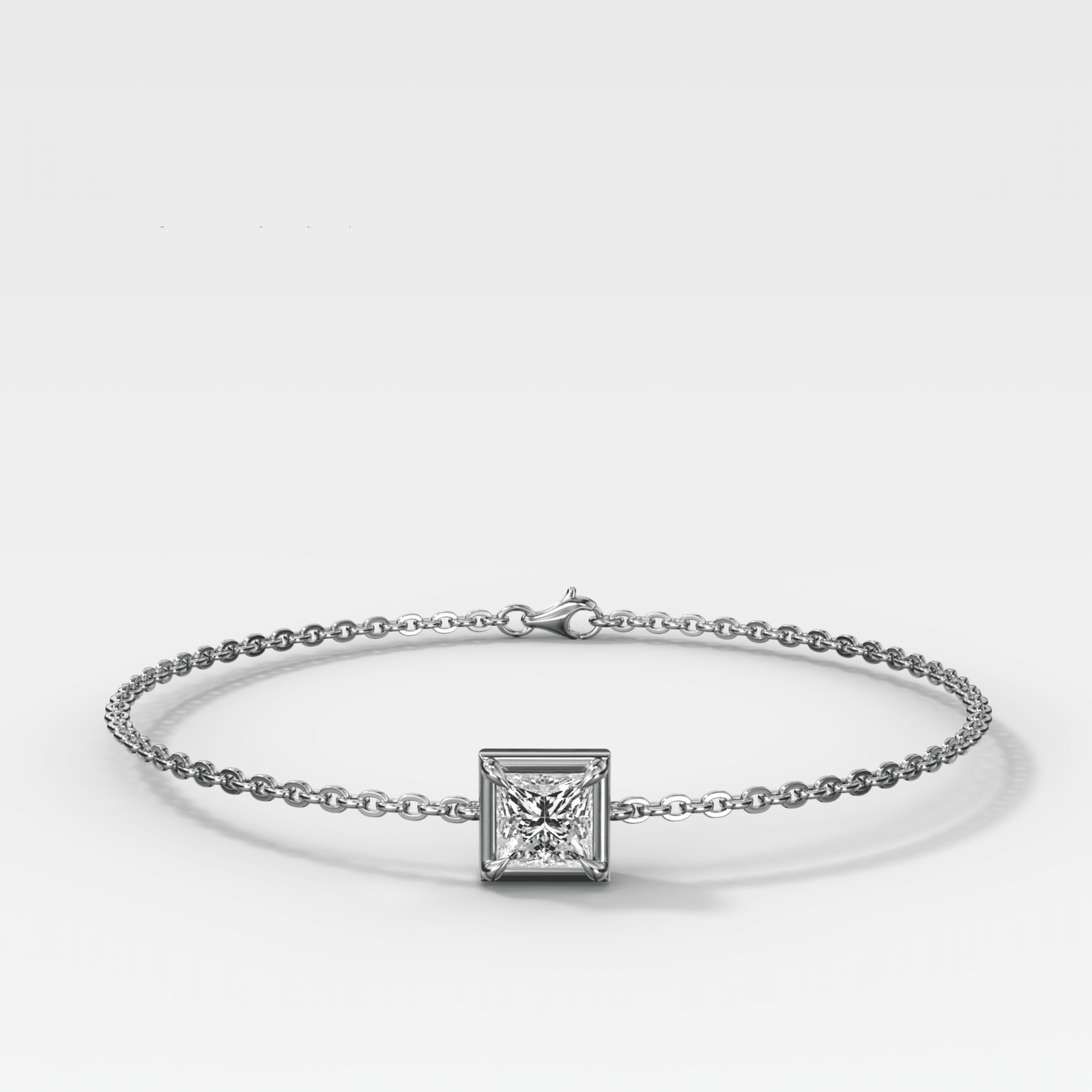Single Stone Bezel Bracelet with Princess Cut Diamond - GOODSTONE
