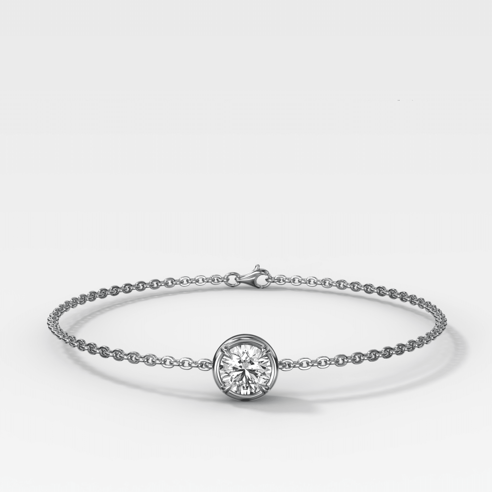 Single Stone Bezel Bracelet with Round Cut Diamond - GOODSTONE