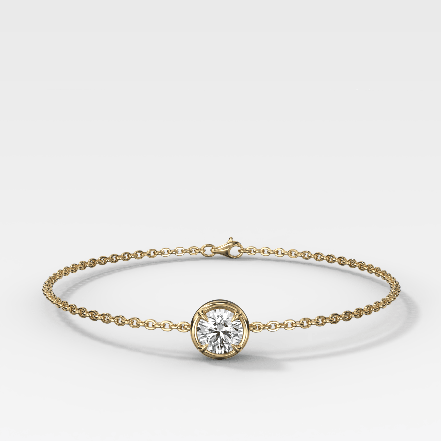 Single Stone Bezel Bracelet with Round Cut Diamond - GOODSTONE