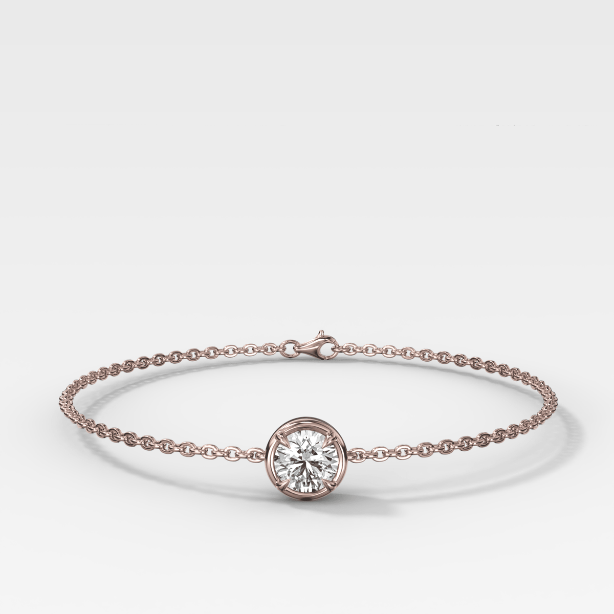 Single Stone Bezel Bracelet with Round Cut Diamond - GOODSTONE
