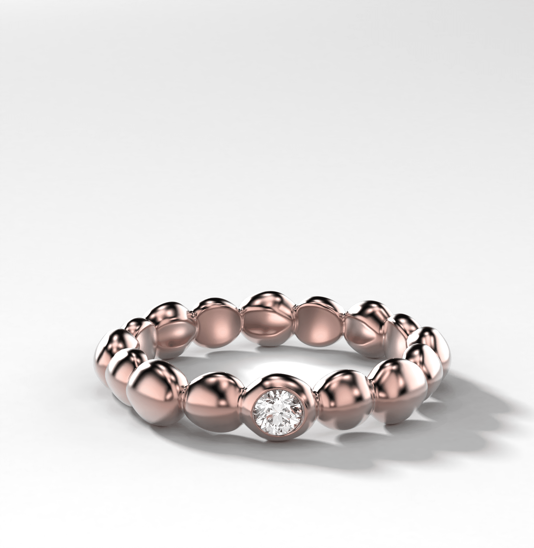 Single Stone Bubble Wedding Band - GOODSTONE