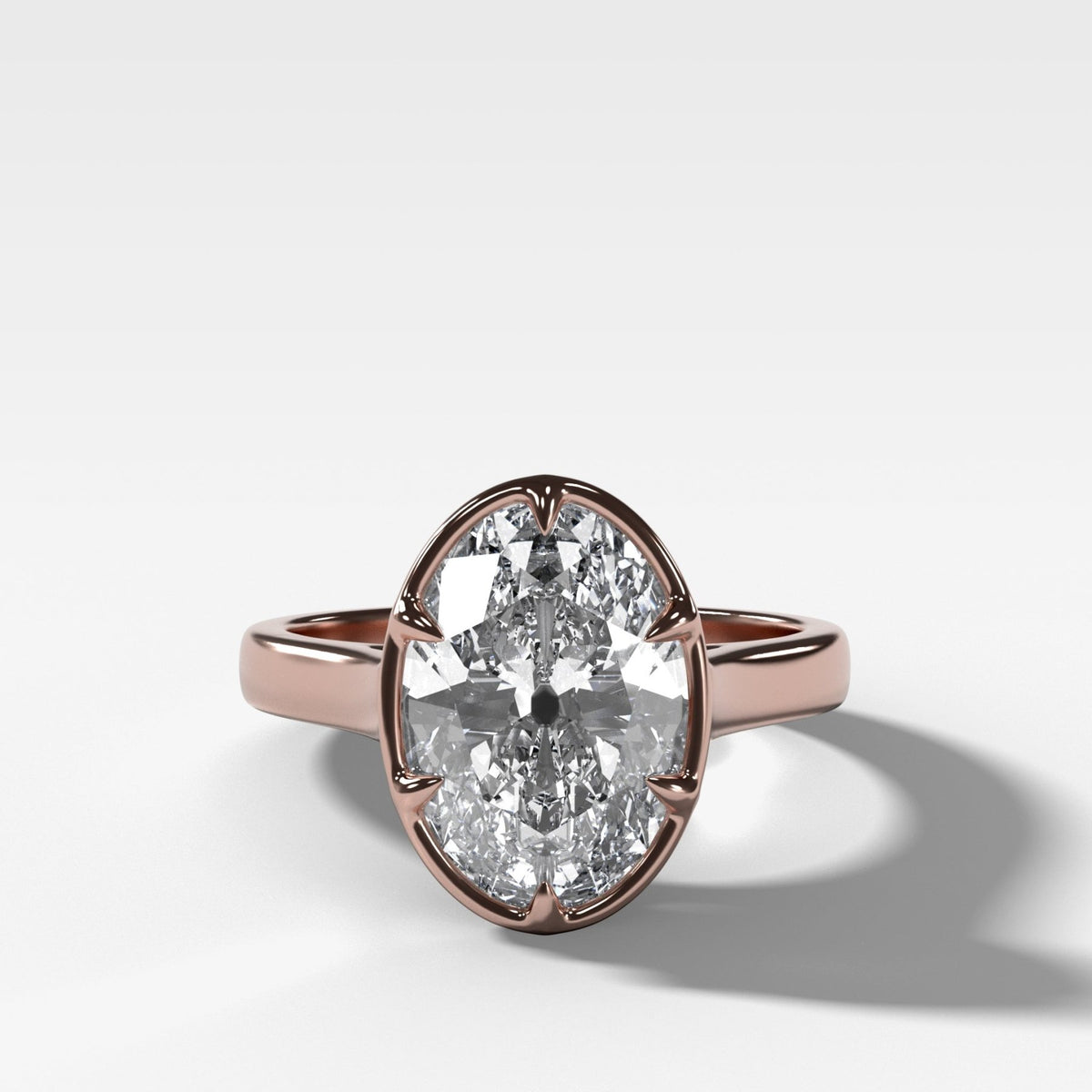 Six Prong Bezel Set Engagement Ring With Antique Oval Cut - GOODSTONE