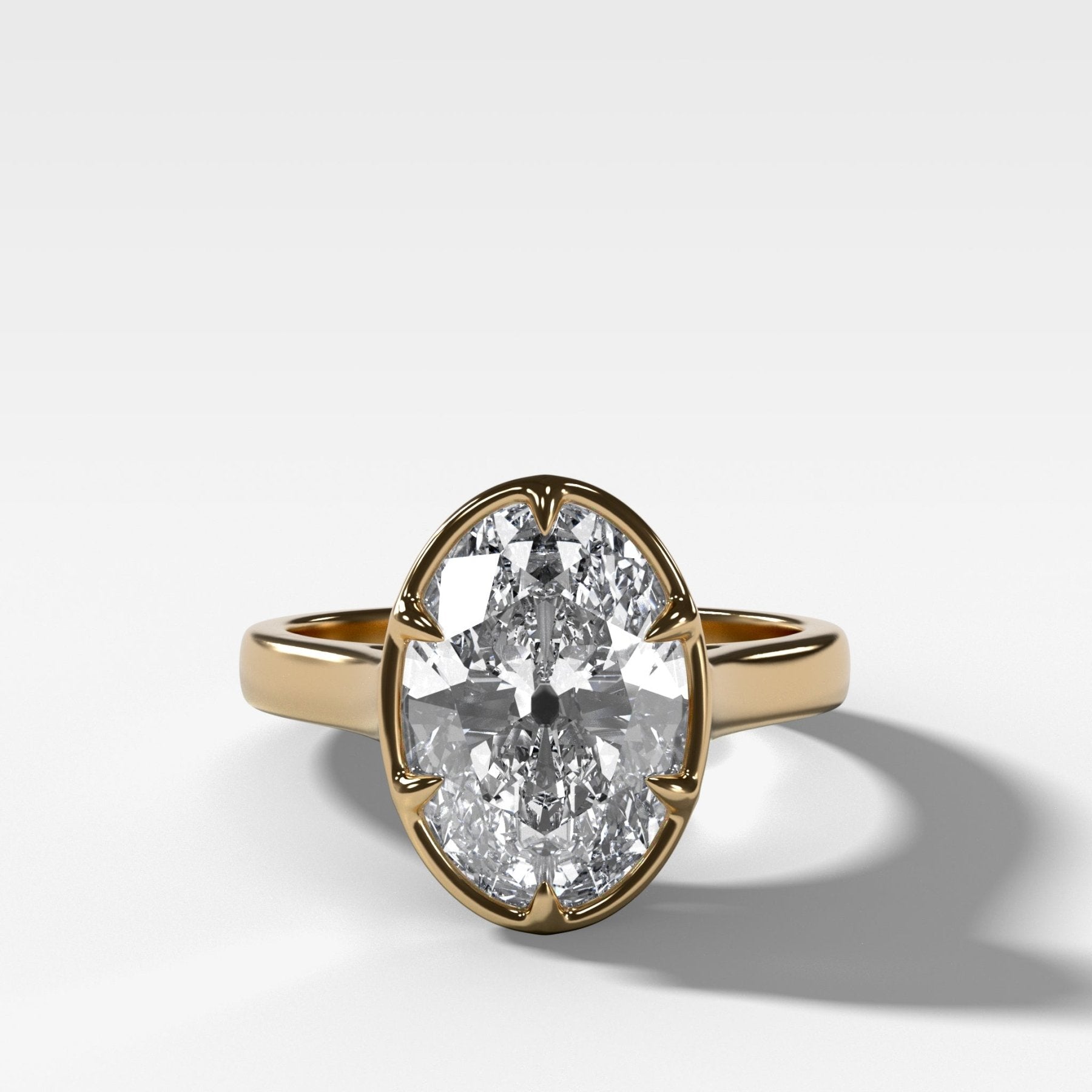 Six Prong Bezel Set Engagement Ring With Antique Oval Cut - GOODSTONE