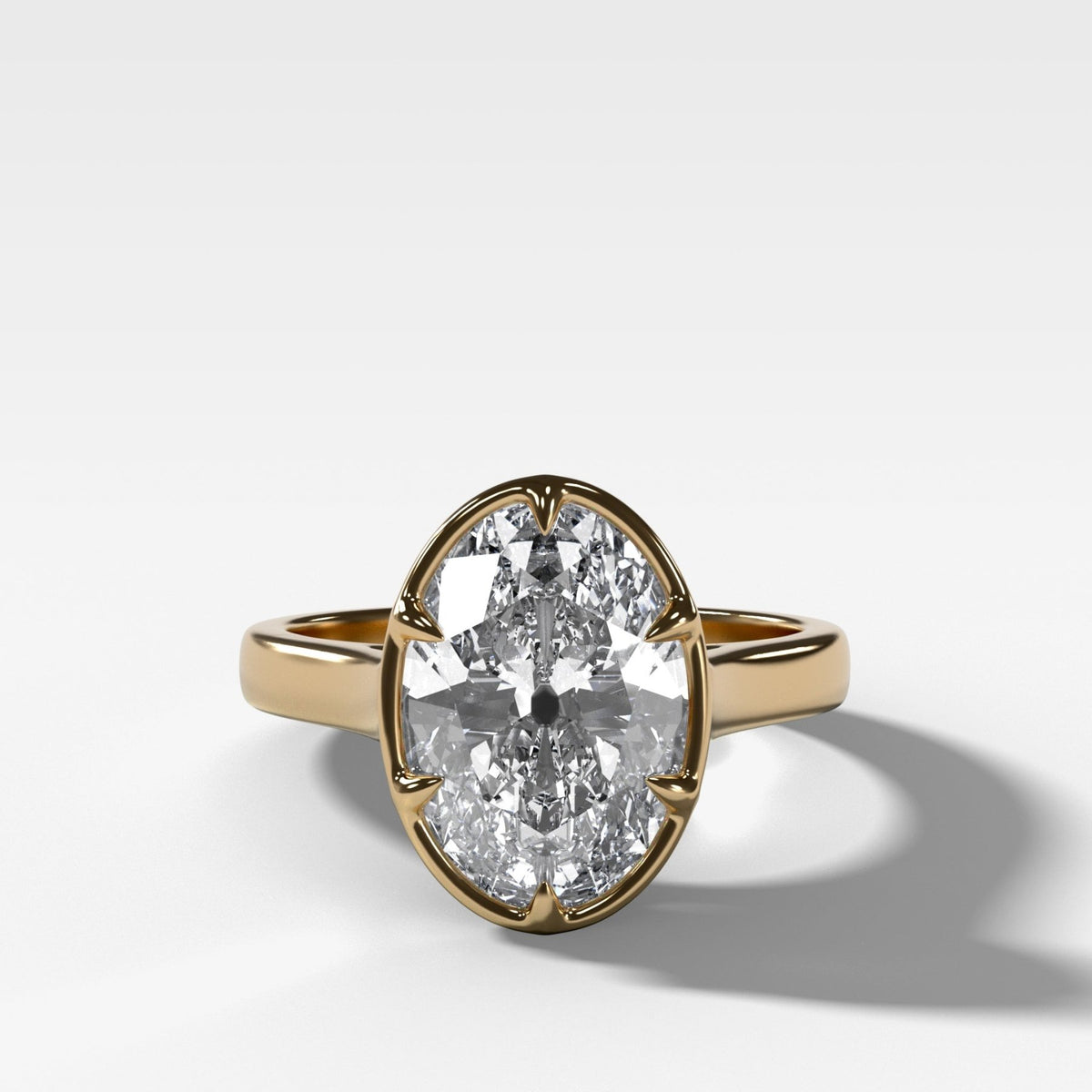 Six Prong Bezel Set Engagement Ring With Antique Oval Cut - GOODSTONE