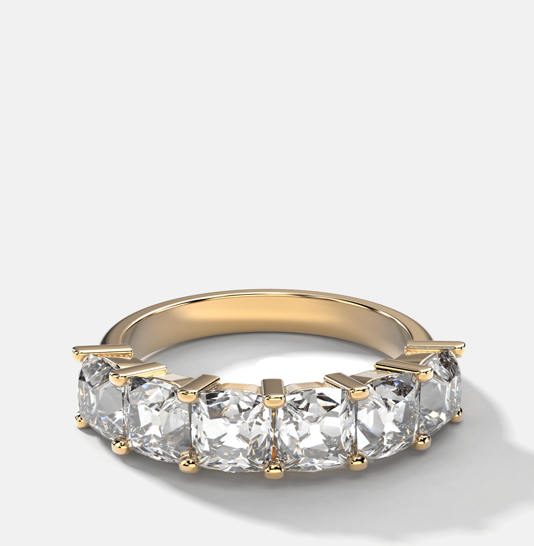 Six Stone Shared Prong Diamond Band With Old Mine Cuts (3.30ctw) - GOODSTONE