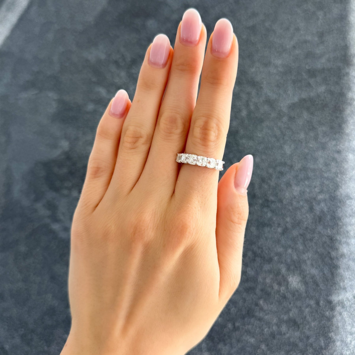 Six Stone Shared Prong Diamond Band With Old Mine Cuts (3.30ctw) - GOODSTONE